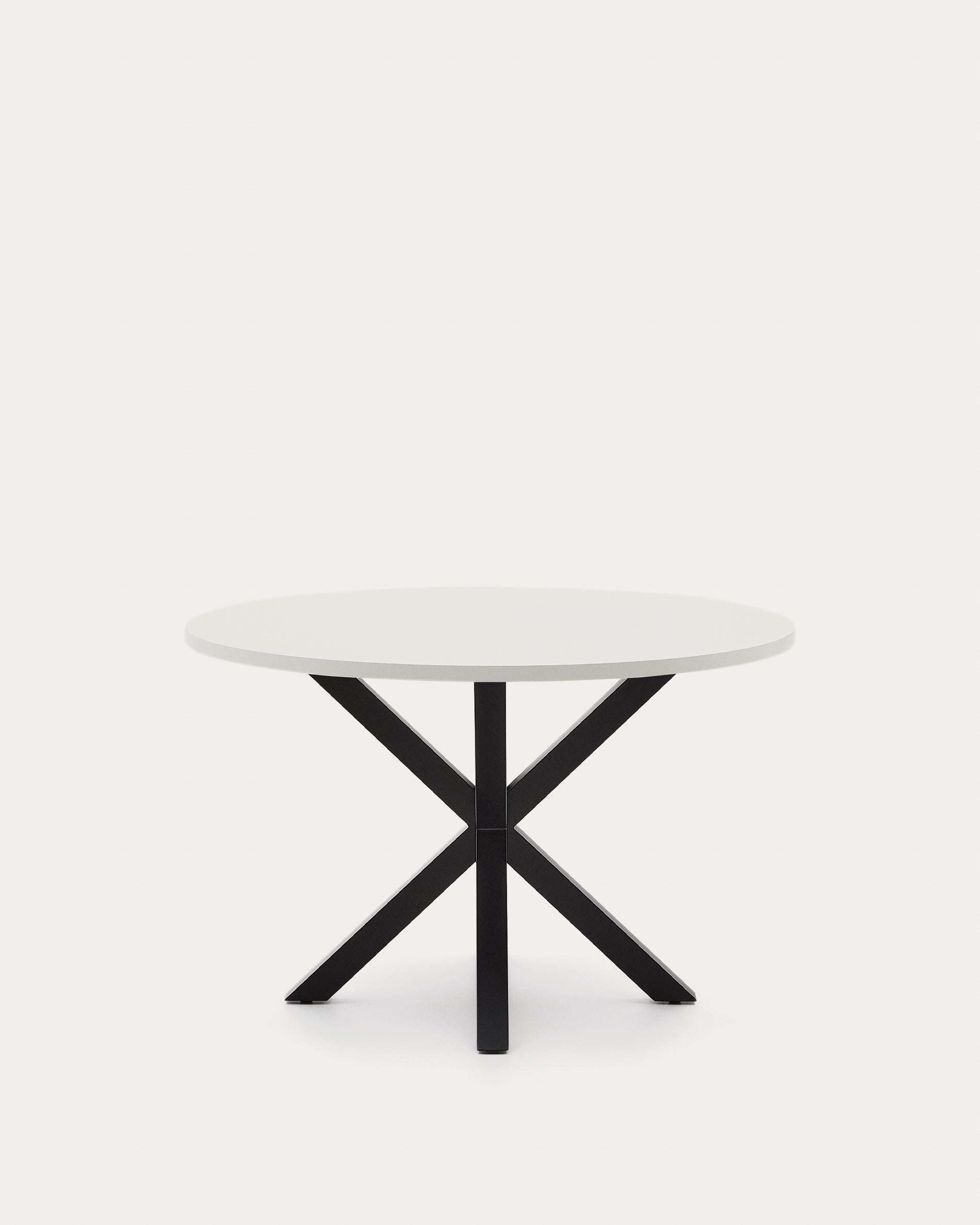 Argo round table in white melamine and steel legs with black finish Ø 120 cm - Product View