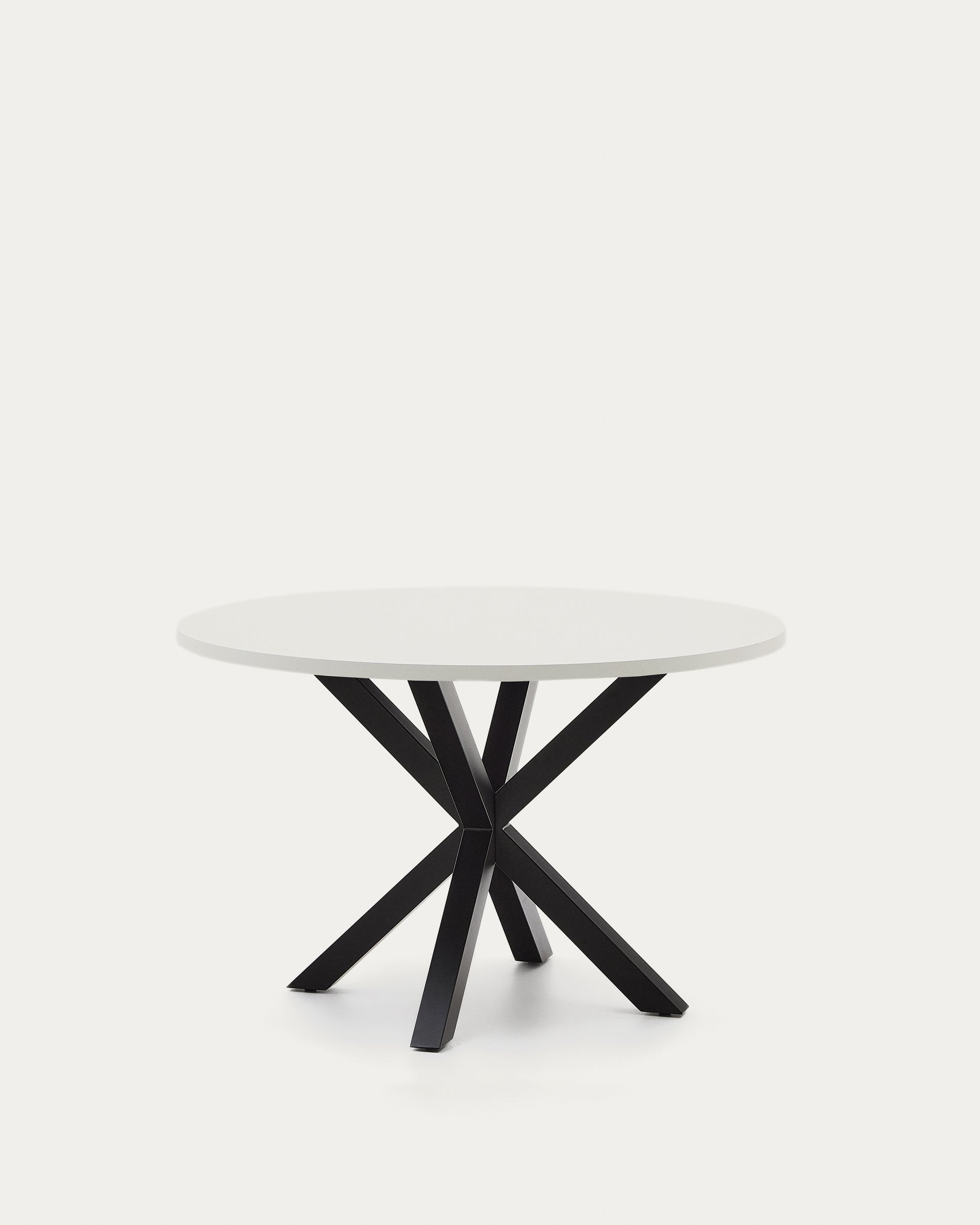 Argo round table in white melamine and steel legs with black finish Ø 120 cm - Product View
