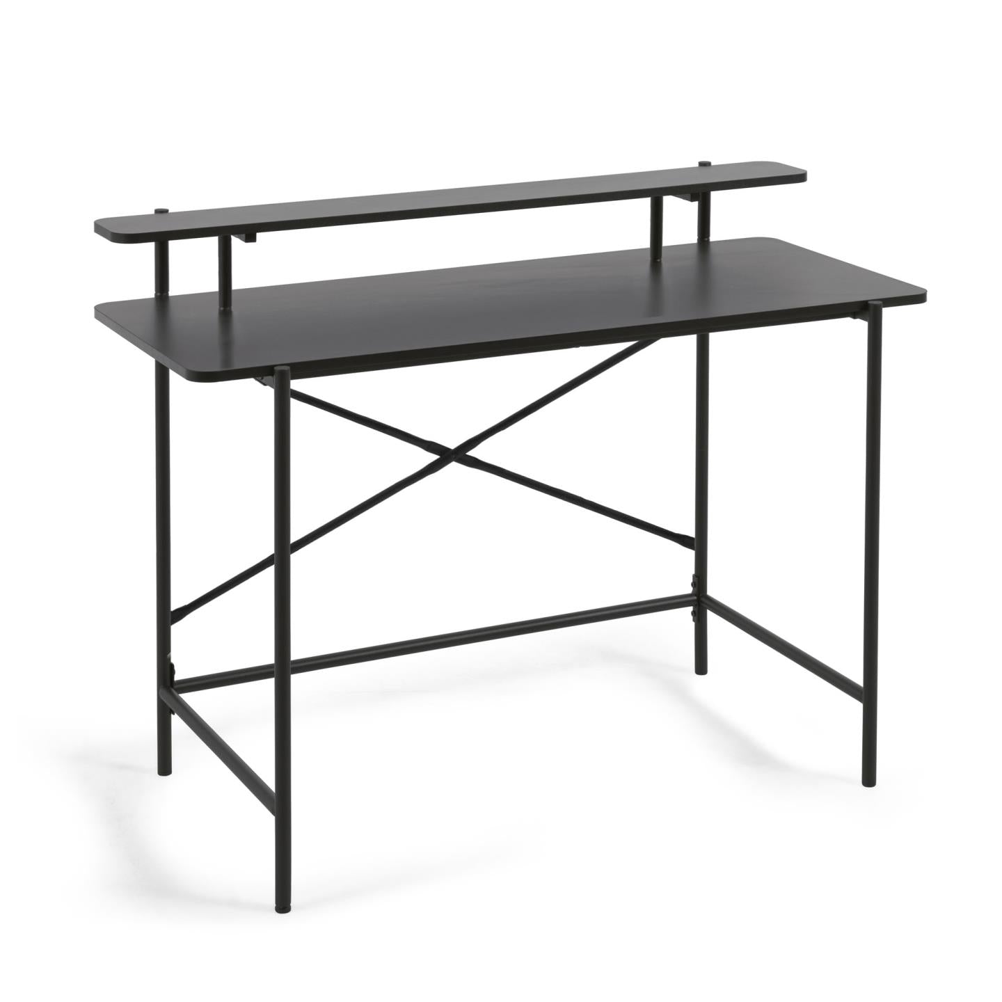 Galatia black melamine table with metal legs in black finish 120 x 60 cm - Product Image