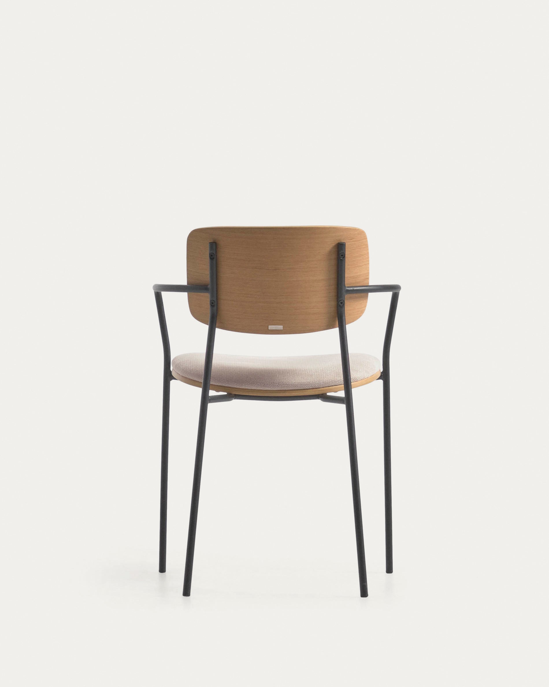Maureen stackable chair in poplar plywood with light tone finish and black metal legs, 100% FSC. - Product View