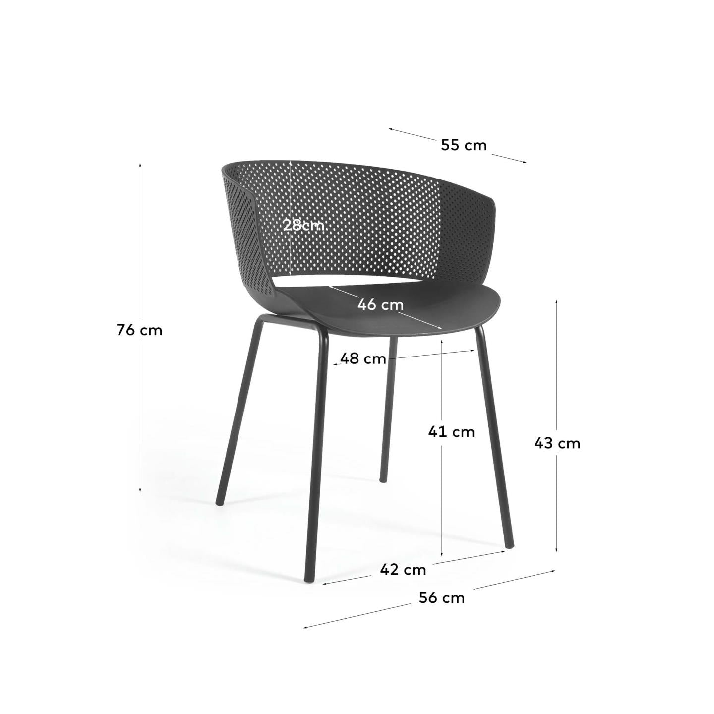 Yeray black garden chair - Measurements