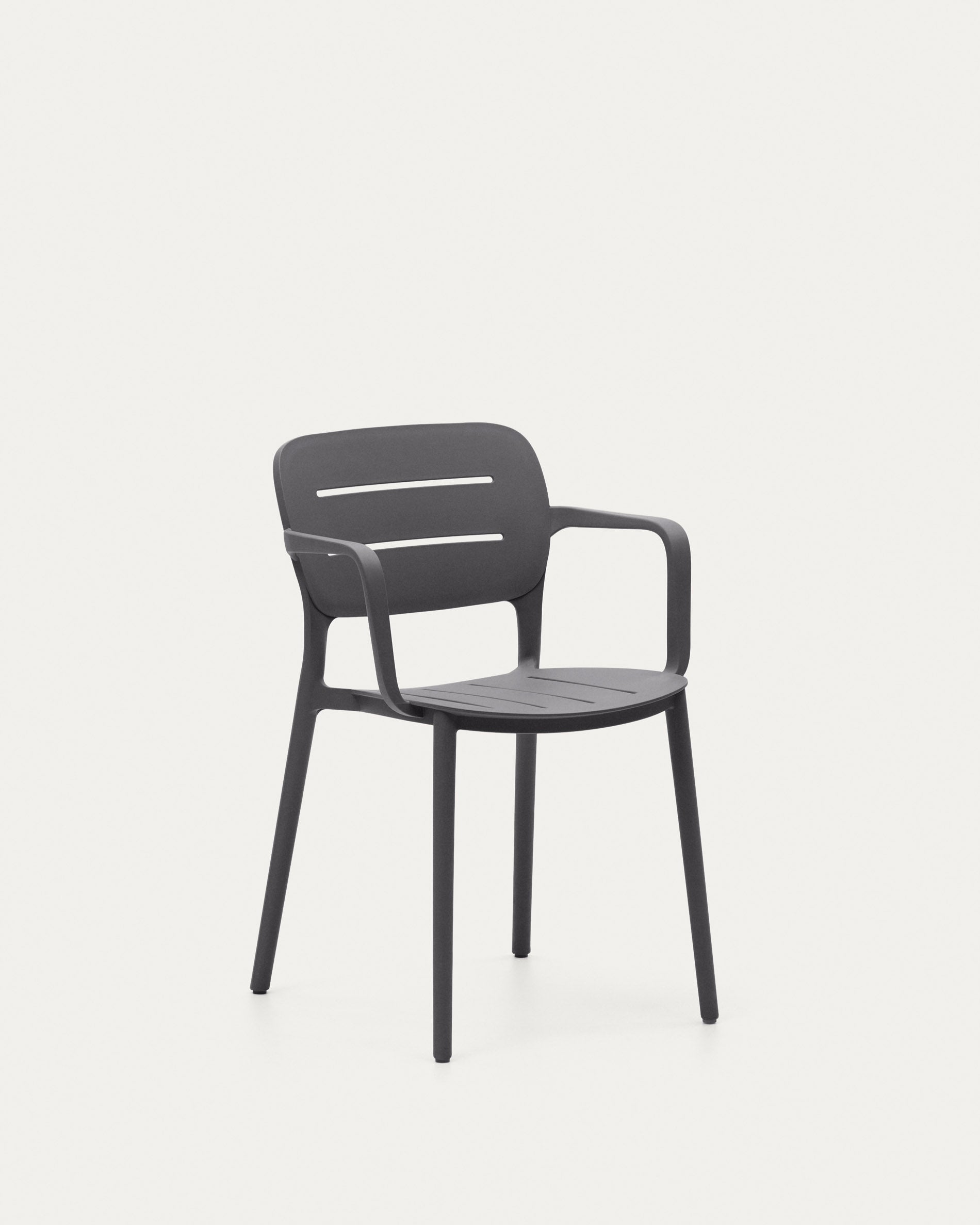 Morella stackable garden chair in grey - Product View