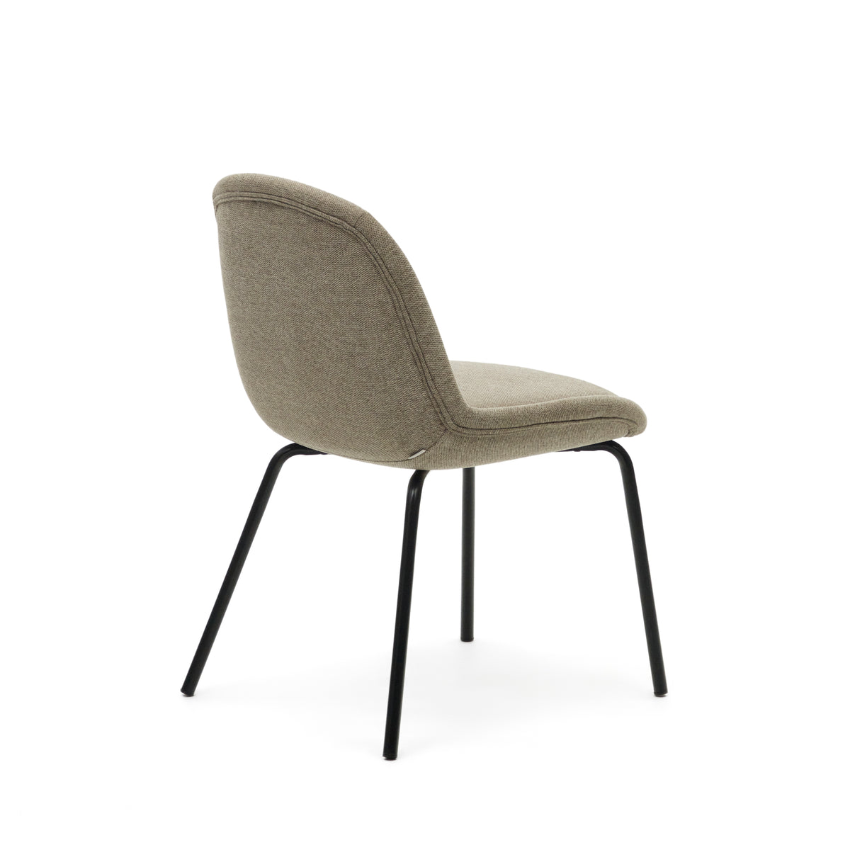 Aimin chair in brown chenille and steel legs with a matte black painted finish - Product Image