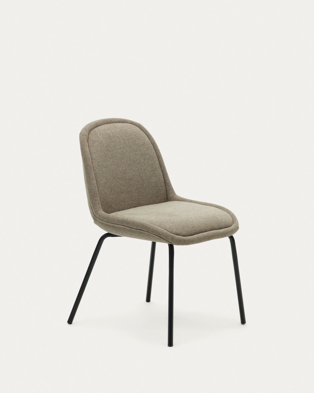 Aimin chair in brown chenille and steel legs with a matte black painted finish - Product View