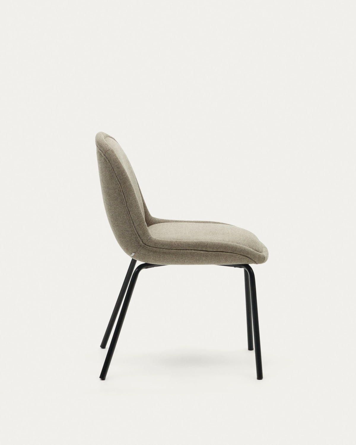 Aimin chair in brown chenille and steel legs with a matte black painted finish - Product View