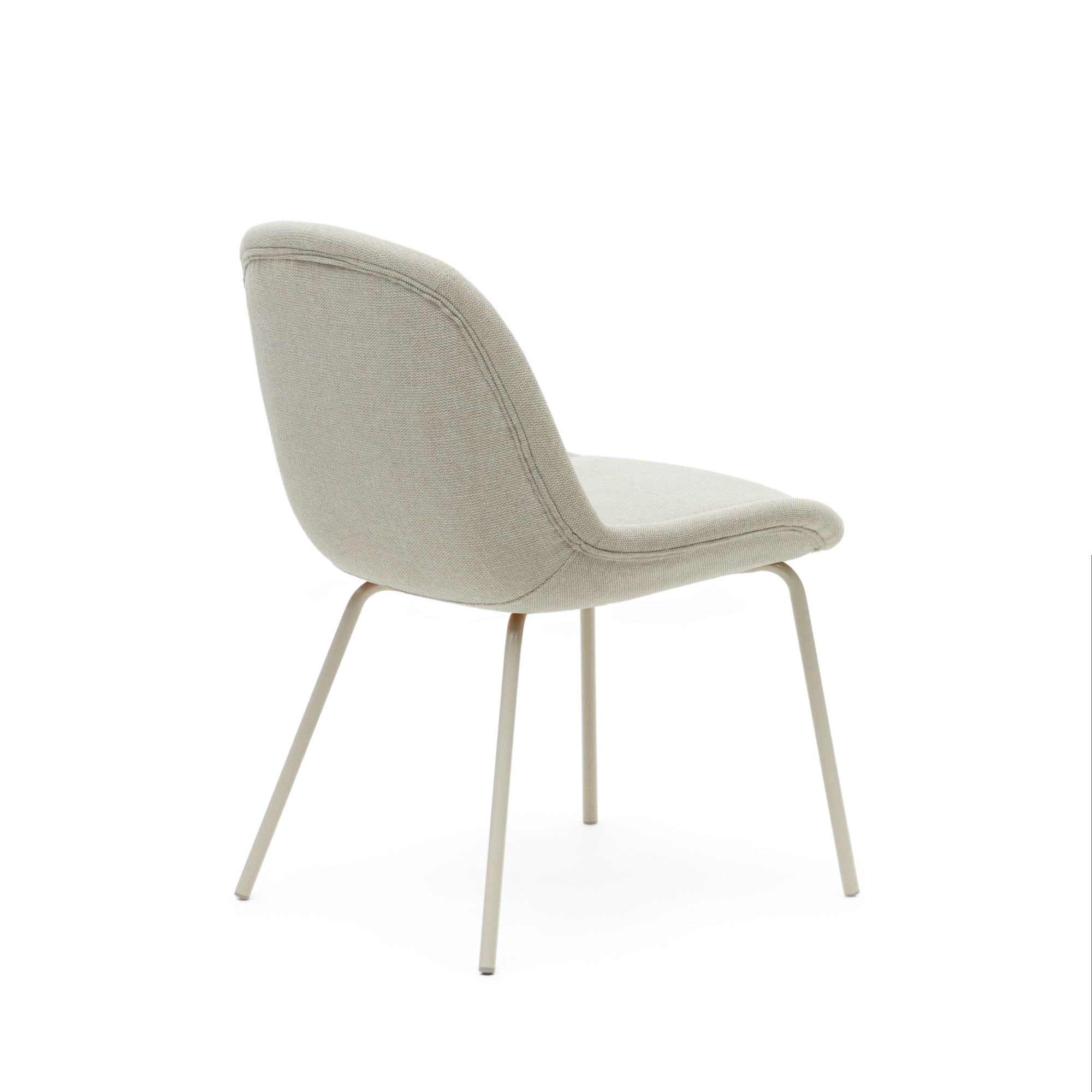 Aimin chair in beige chenille and steel legs with a matte beige painted finish FSC Mix Credit - Product Image
