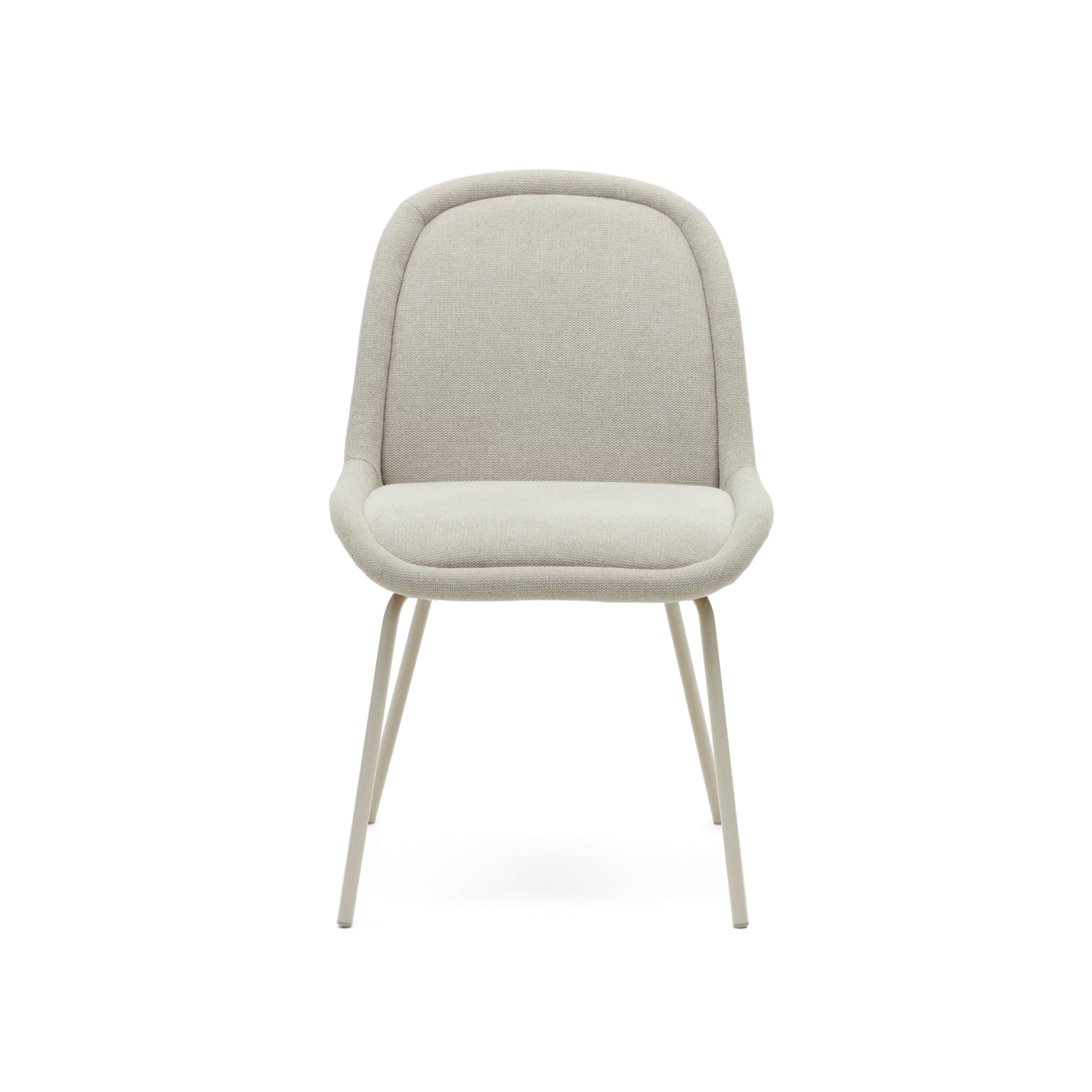 Aimin chair in beige chenille and steel legs with a matte beige painted finish FSC Mix Credit - Product Image