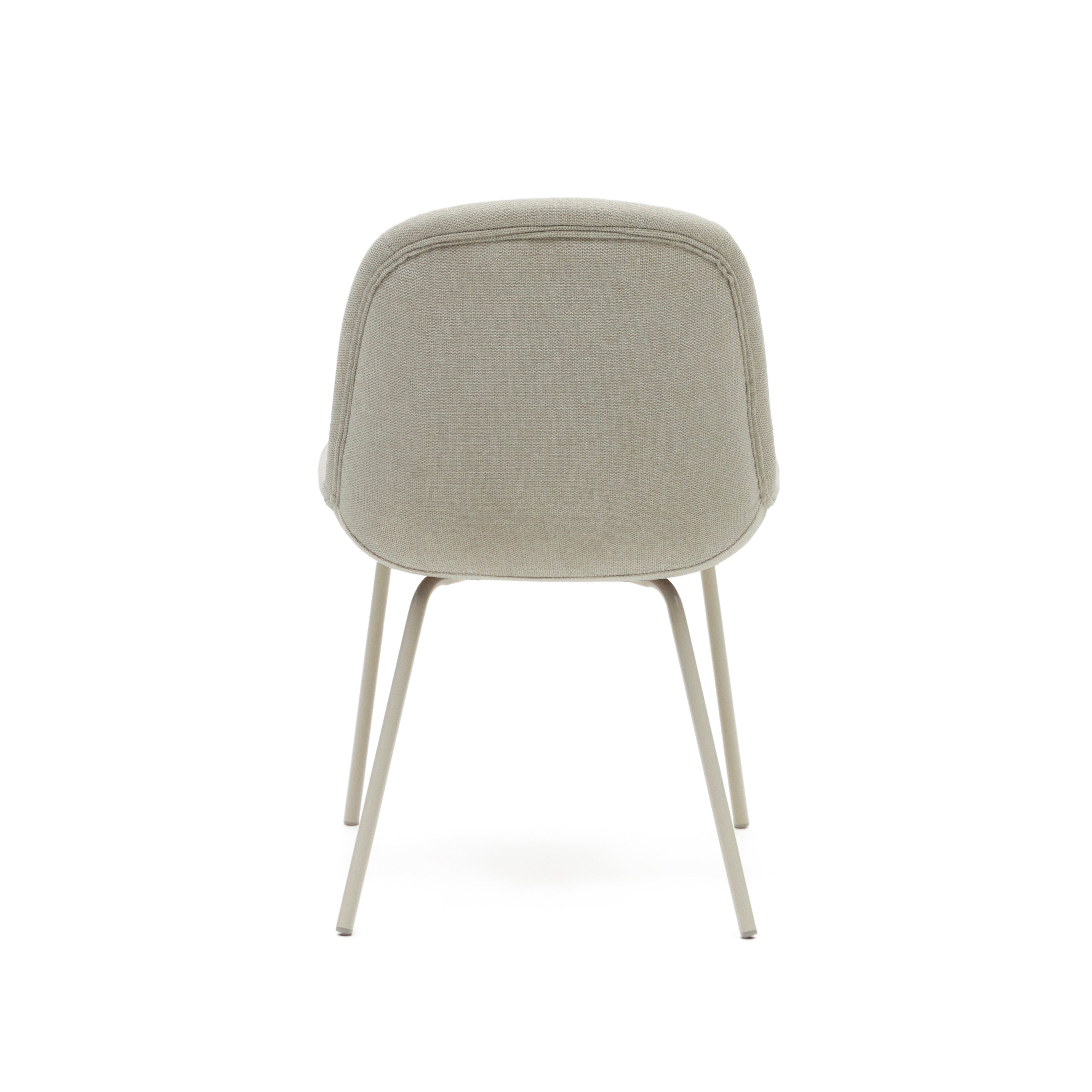 Aimin chair in beige chenille and steel legs with a matte beige painted finish FSC Mix Credit - Product Image