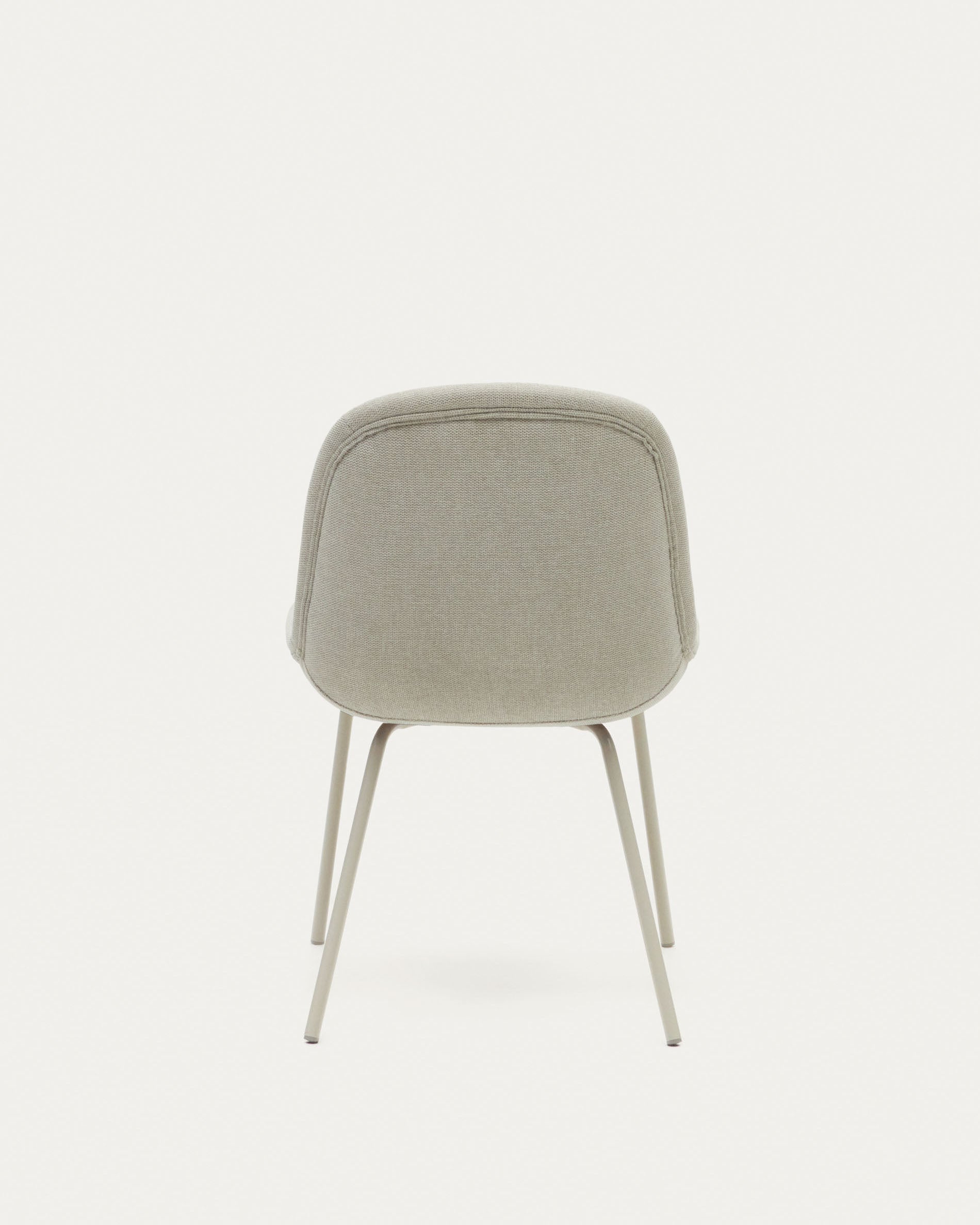 Aimin chair in beige chenille and steel legs with a matte beige painted finish FSC Mix Credit - Product View