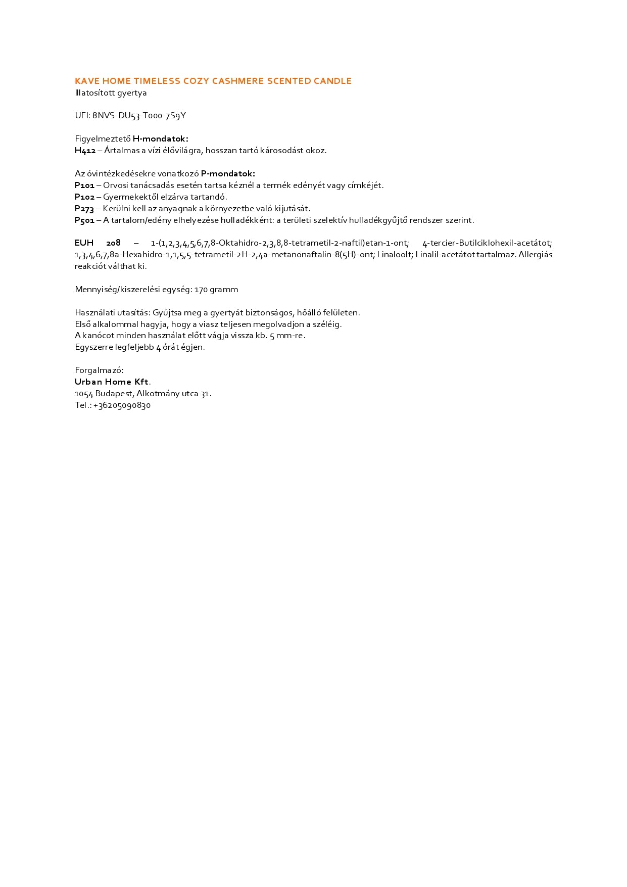 170g Cozy Cashmere illatgyertya