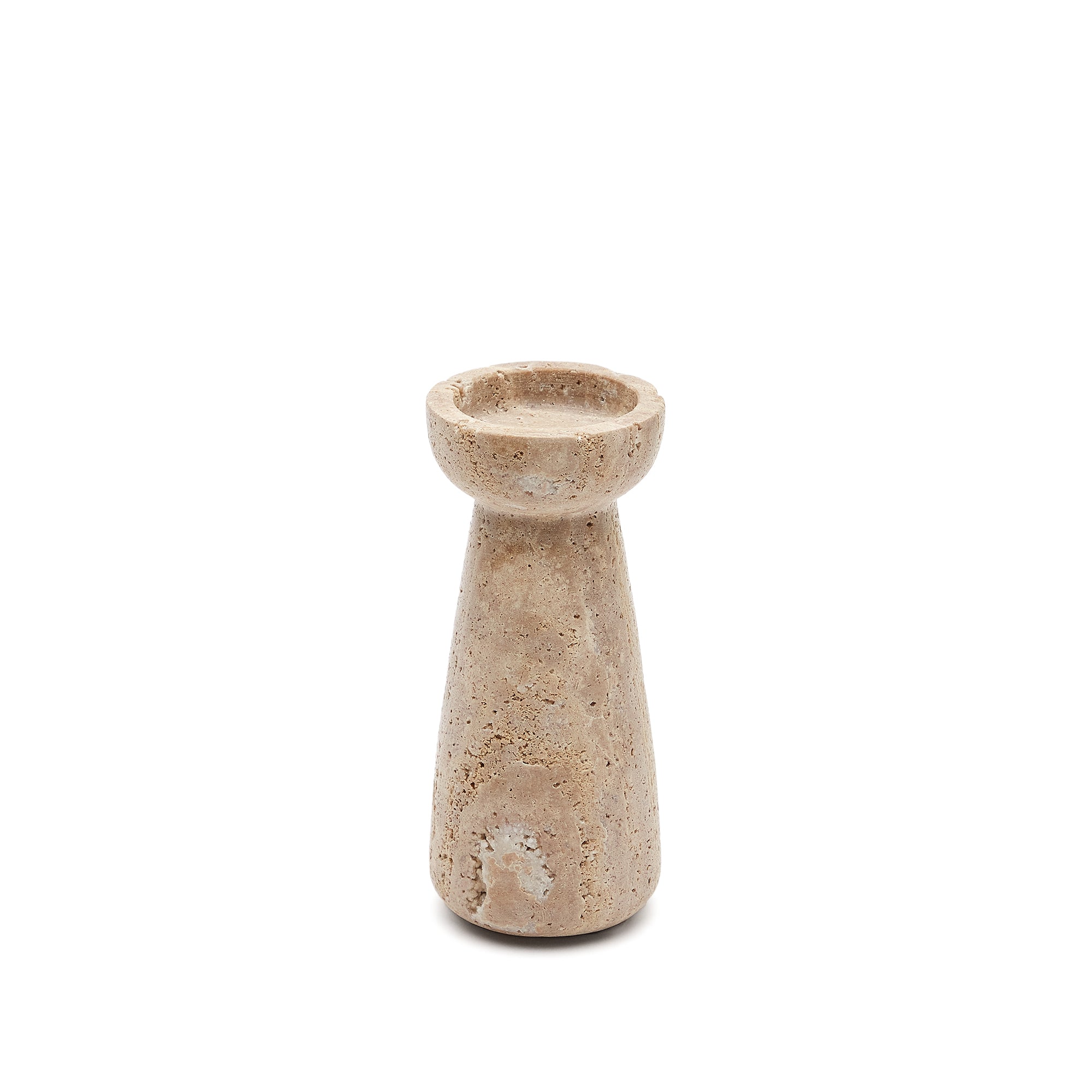 Magan small beige travertine candle holder - Product Image