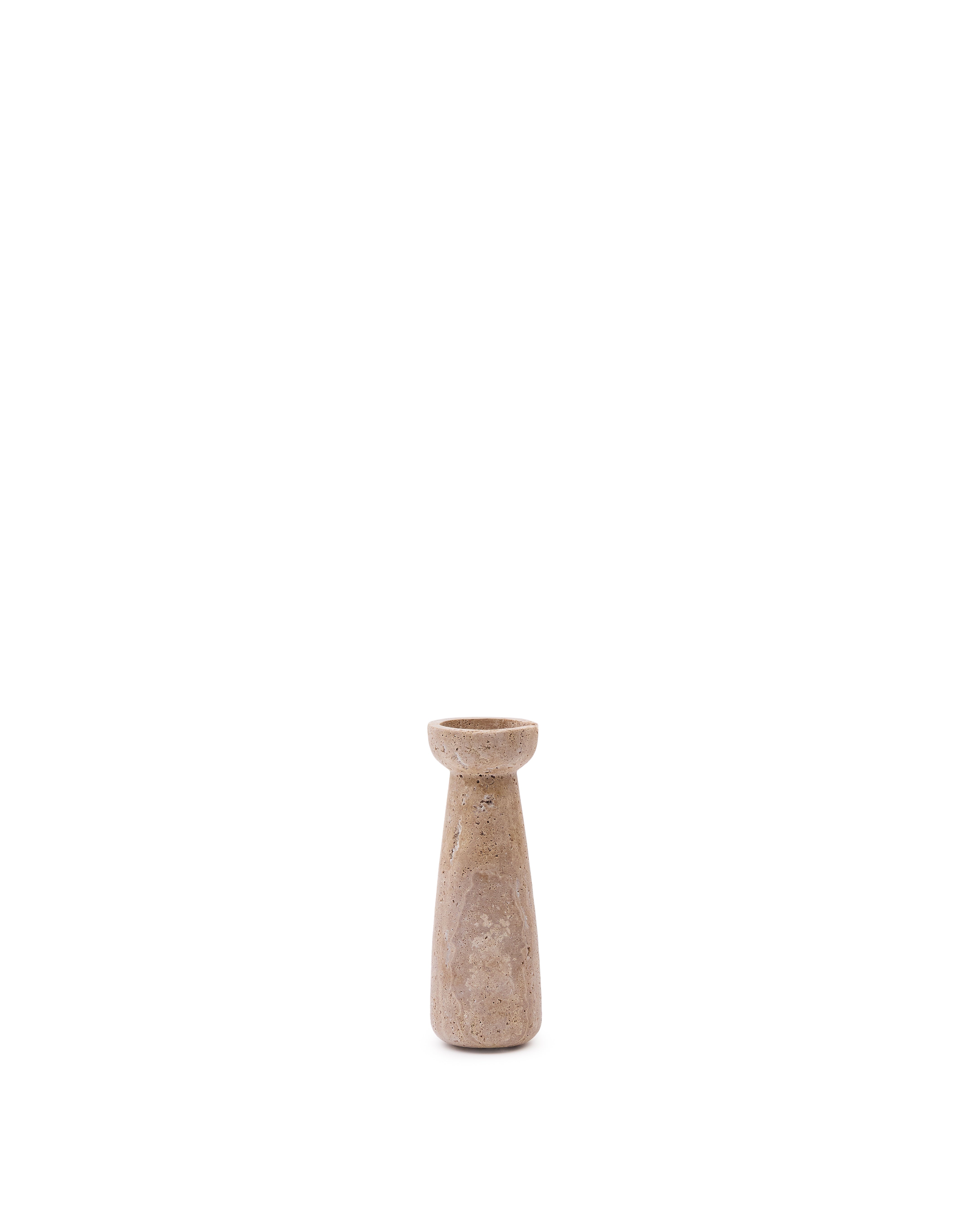 Magan small beige travertine candle holder - Product Image