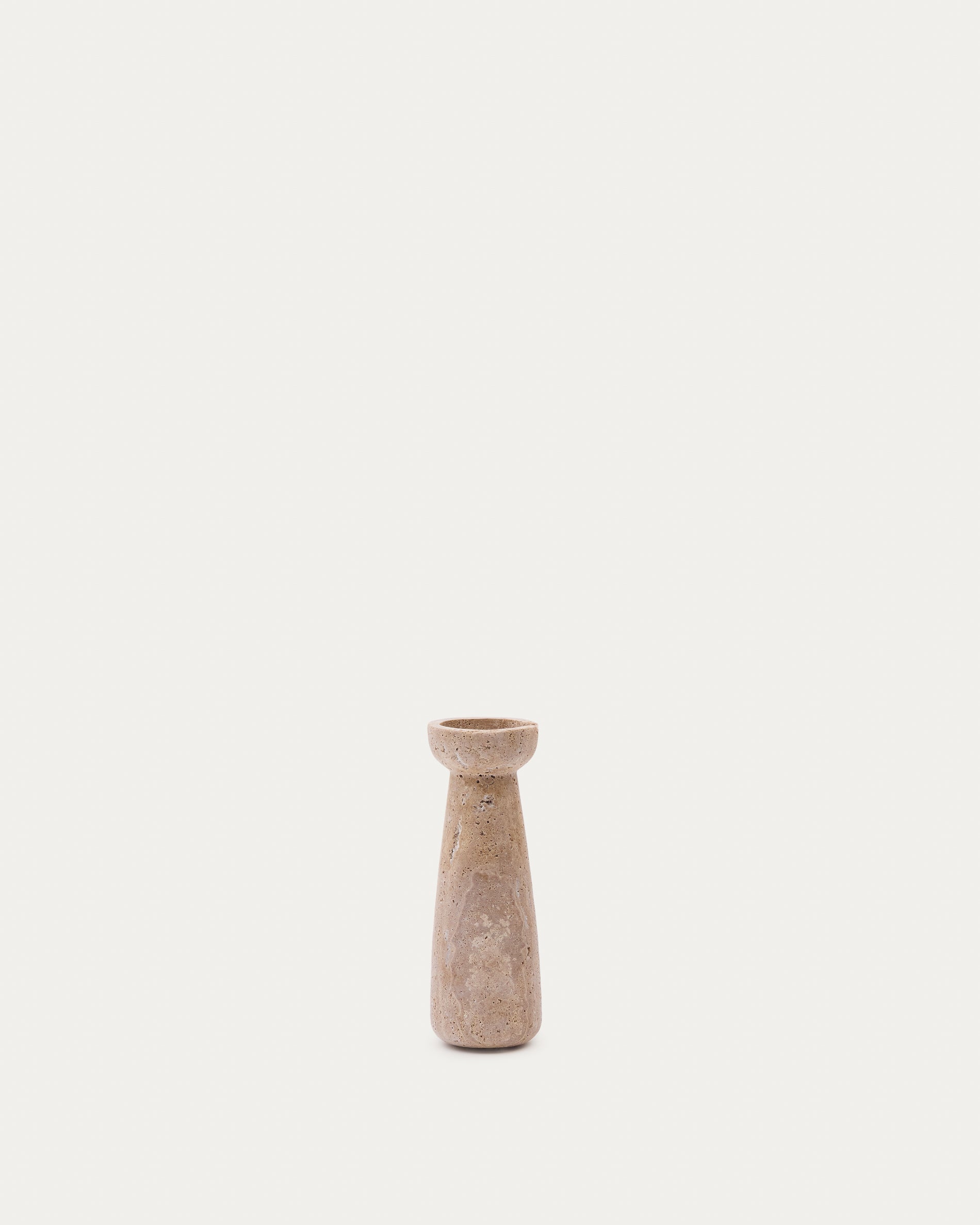 Magan small beige travertine candle holder - Product View