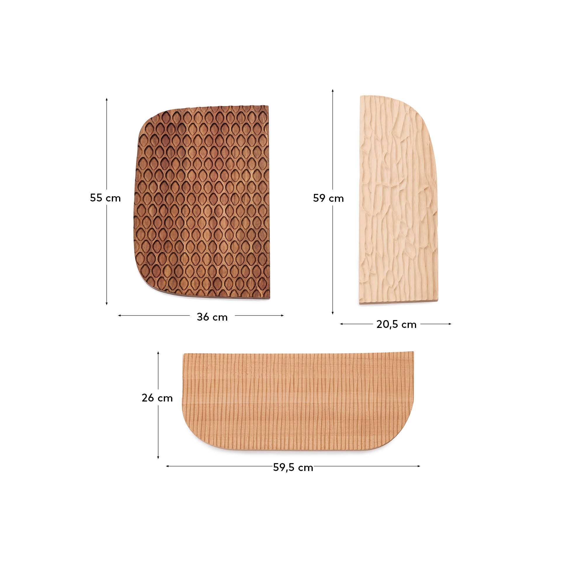 Trivax 3-piece wall panel made of acacia wood FSC 100% - Measurements