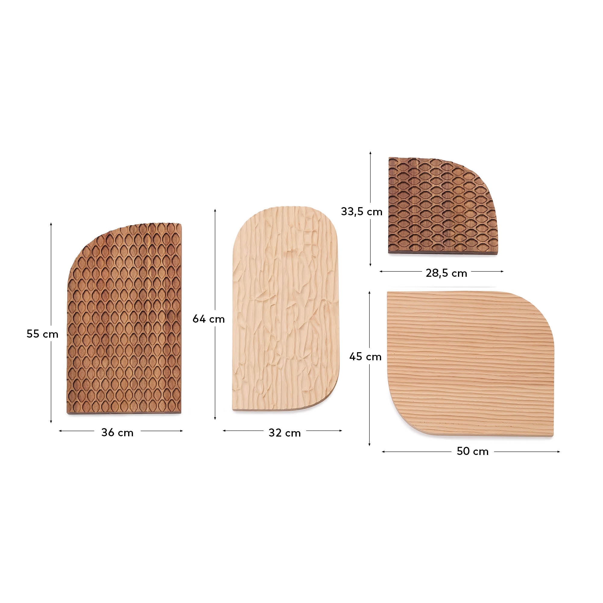 Trivax 4-piece wall panel made of acacia wood FSC 100% - Measurements