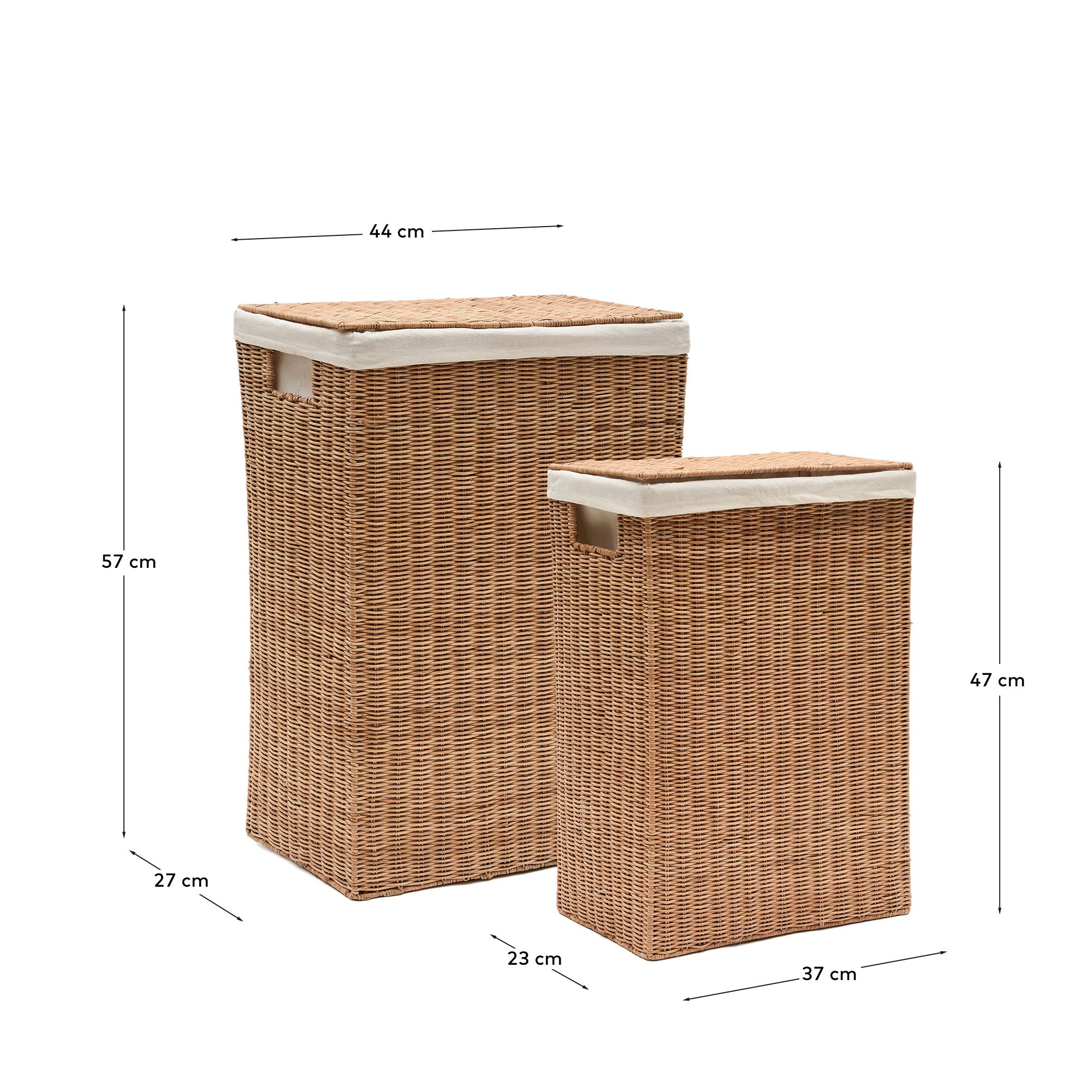 Indali set of 2 rattan baskets, 44 x 27 cm / 37 x 23 cm - Measurements