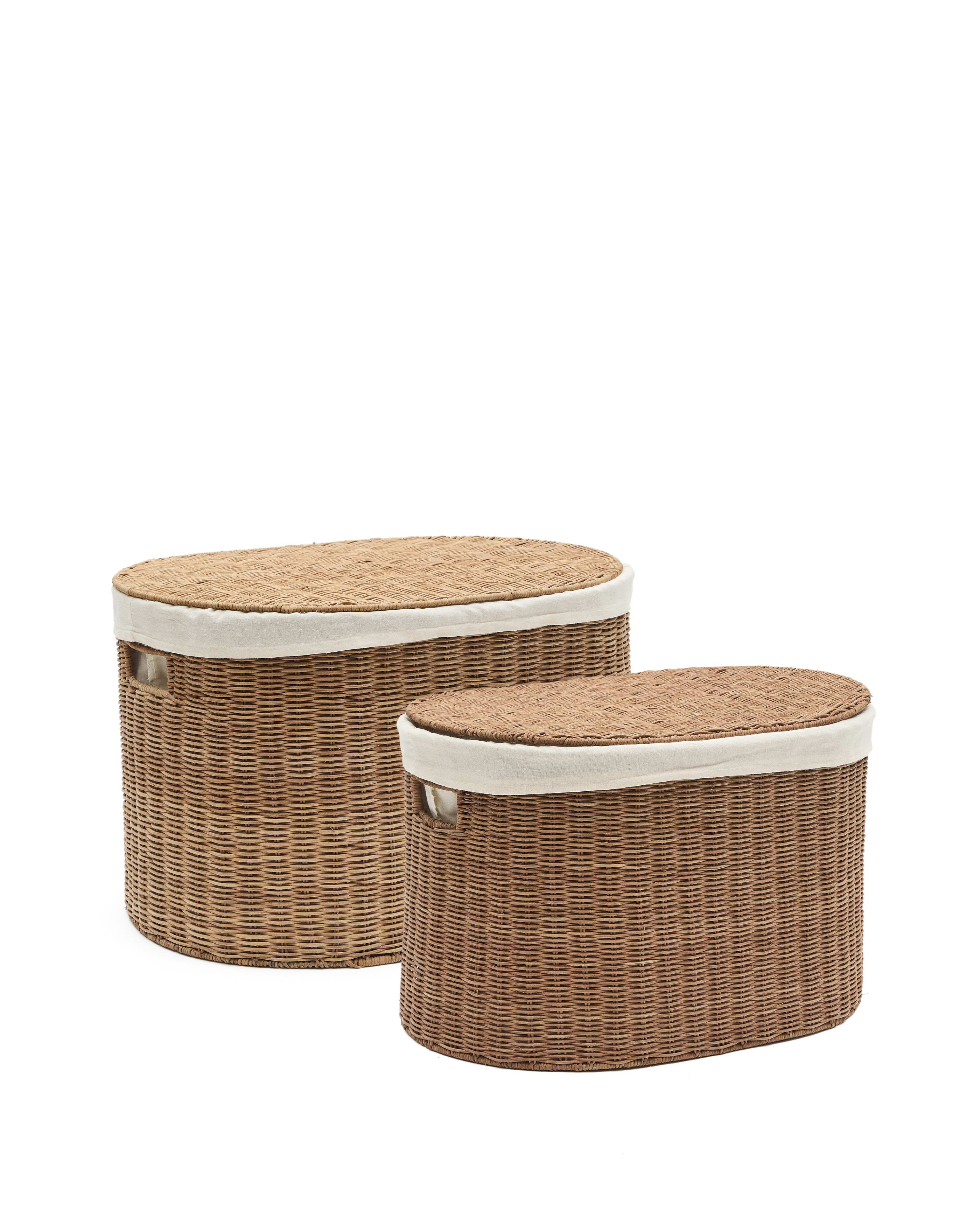 Indali 2 darabos rattan kosár szett, Ø 50 cm / Ø 55 cm