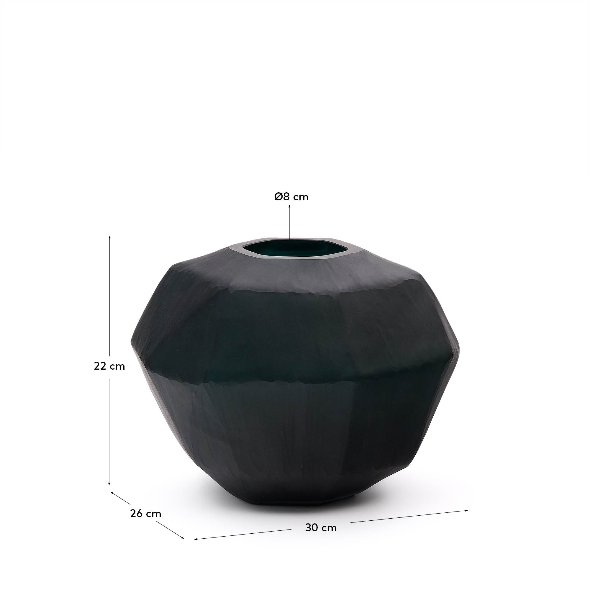 Geonix green glass vase 22cm - Measurements