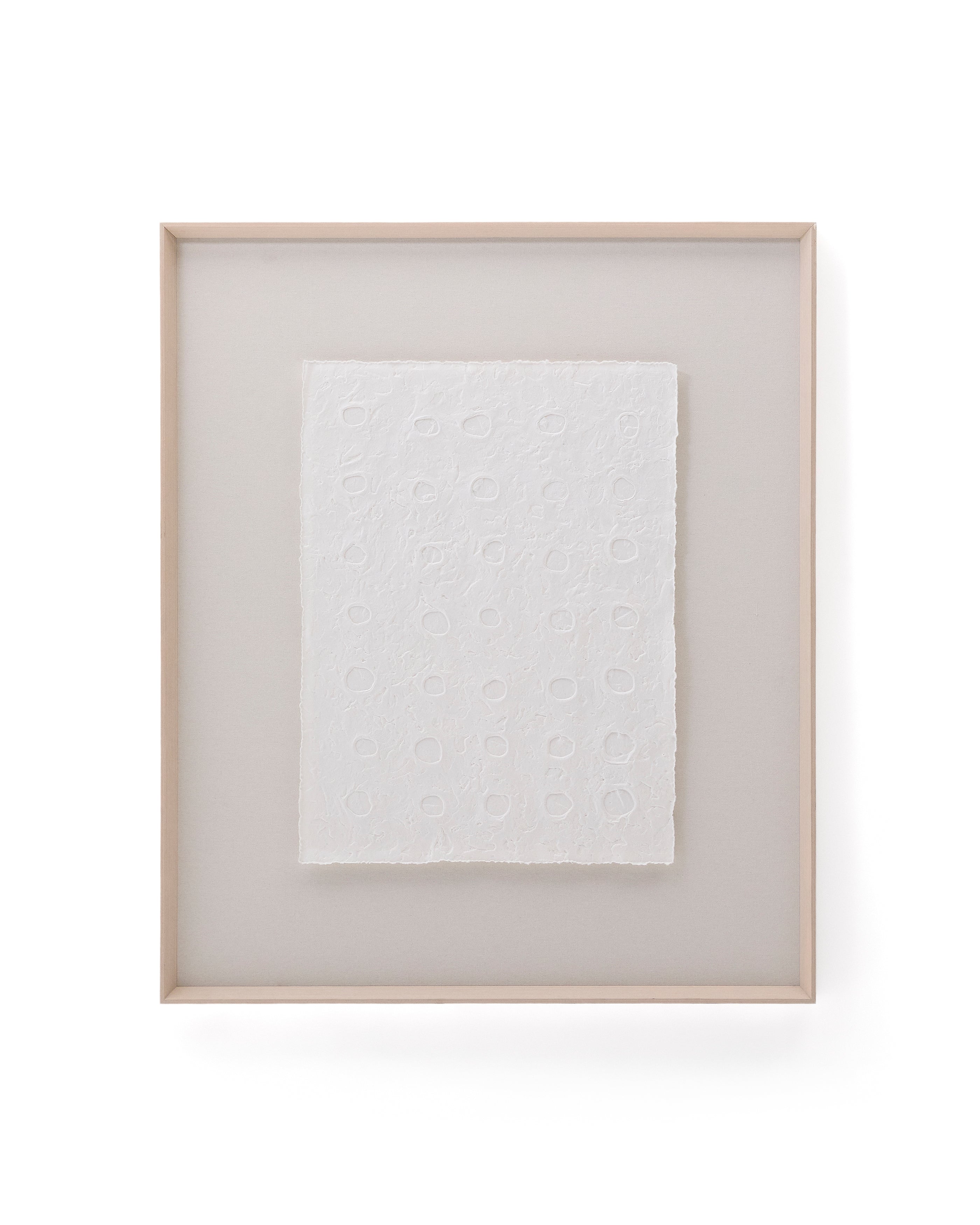 Olvin abstract picture on white recycled paper with hand-crafted reliefs 104 x 124cm - Product Image