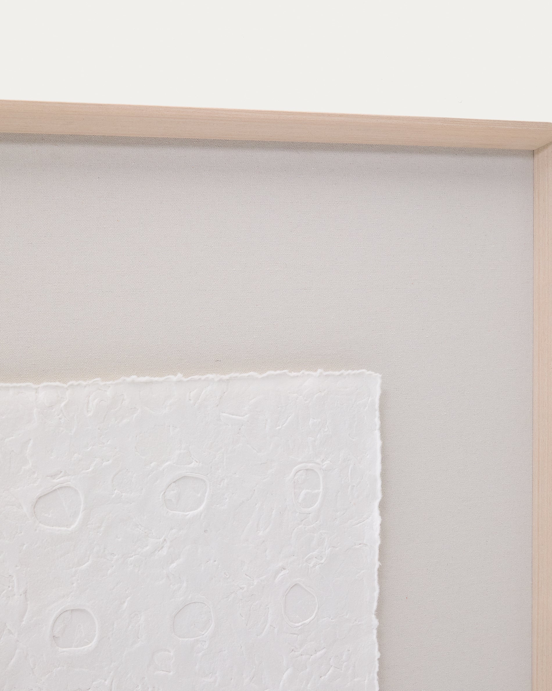 Olvin abstract picture on white recycled paper with hand-crafted reliefs 104 x 124cm - Detail