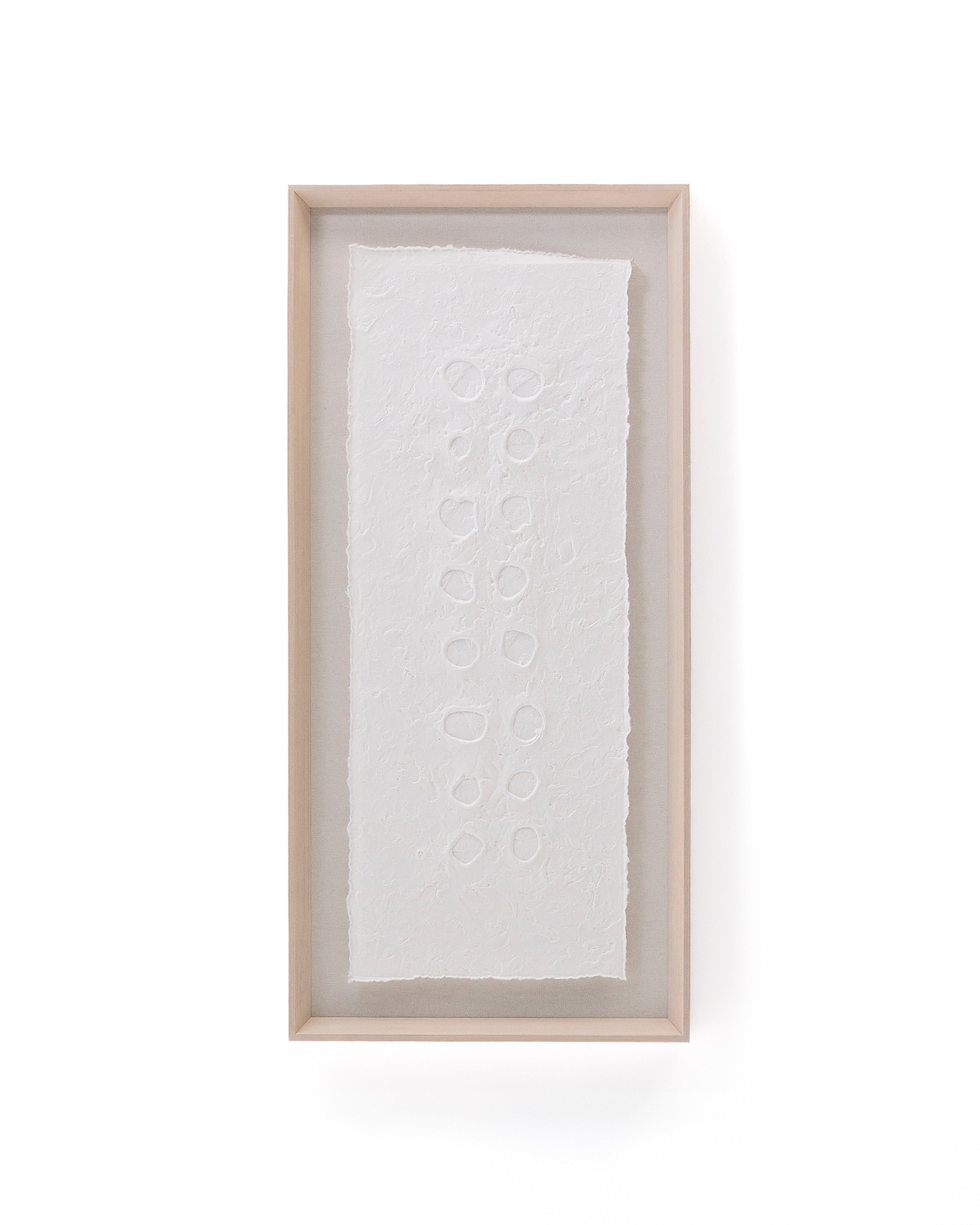 Olvin abstract picture on white recycled paper with hand-crafted reliefs 44 x 94 cm - Product Image