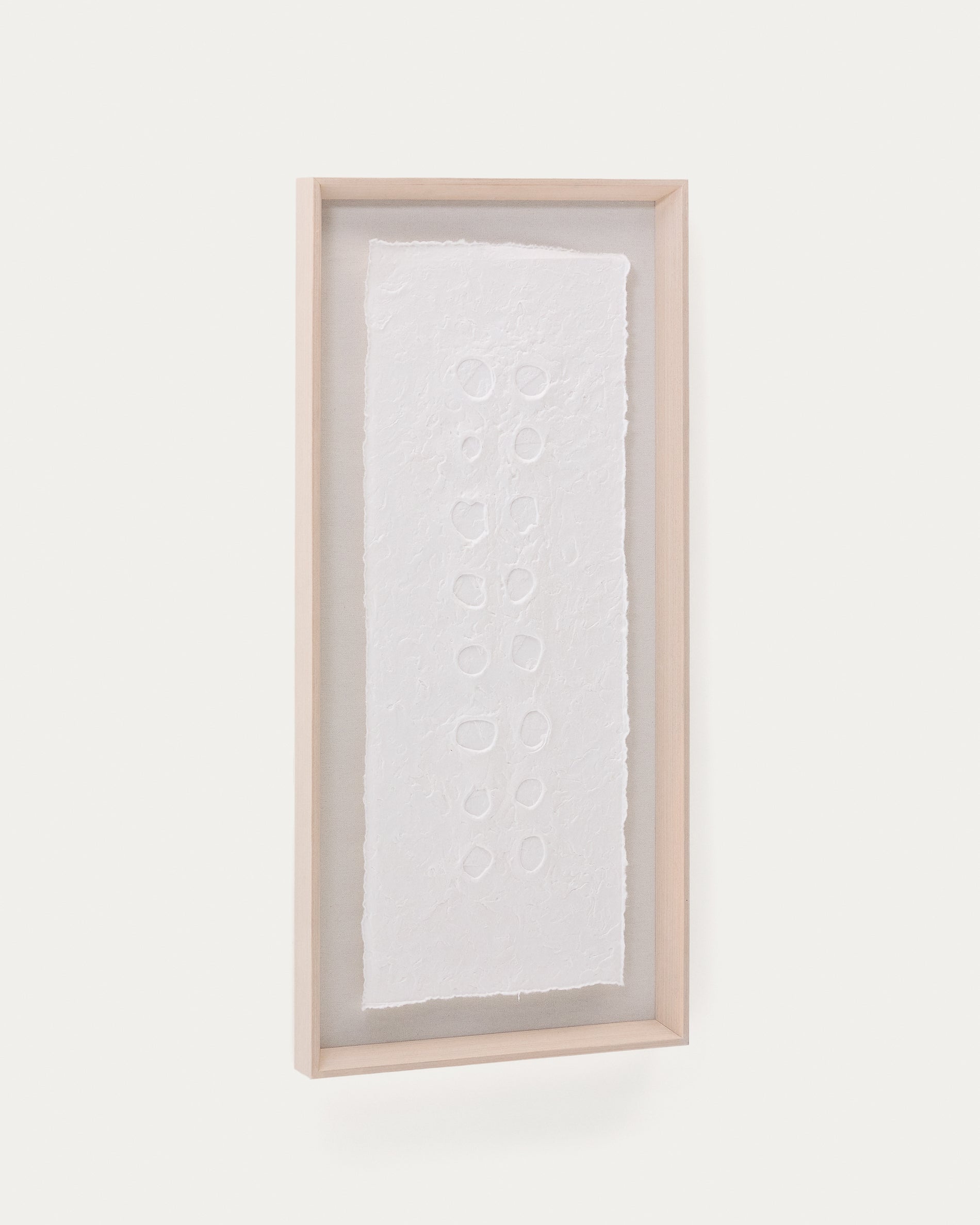 Olvin abstract picture on white recycled paper with hand-crafted reliefs 44 x 94 cm - Product View