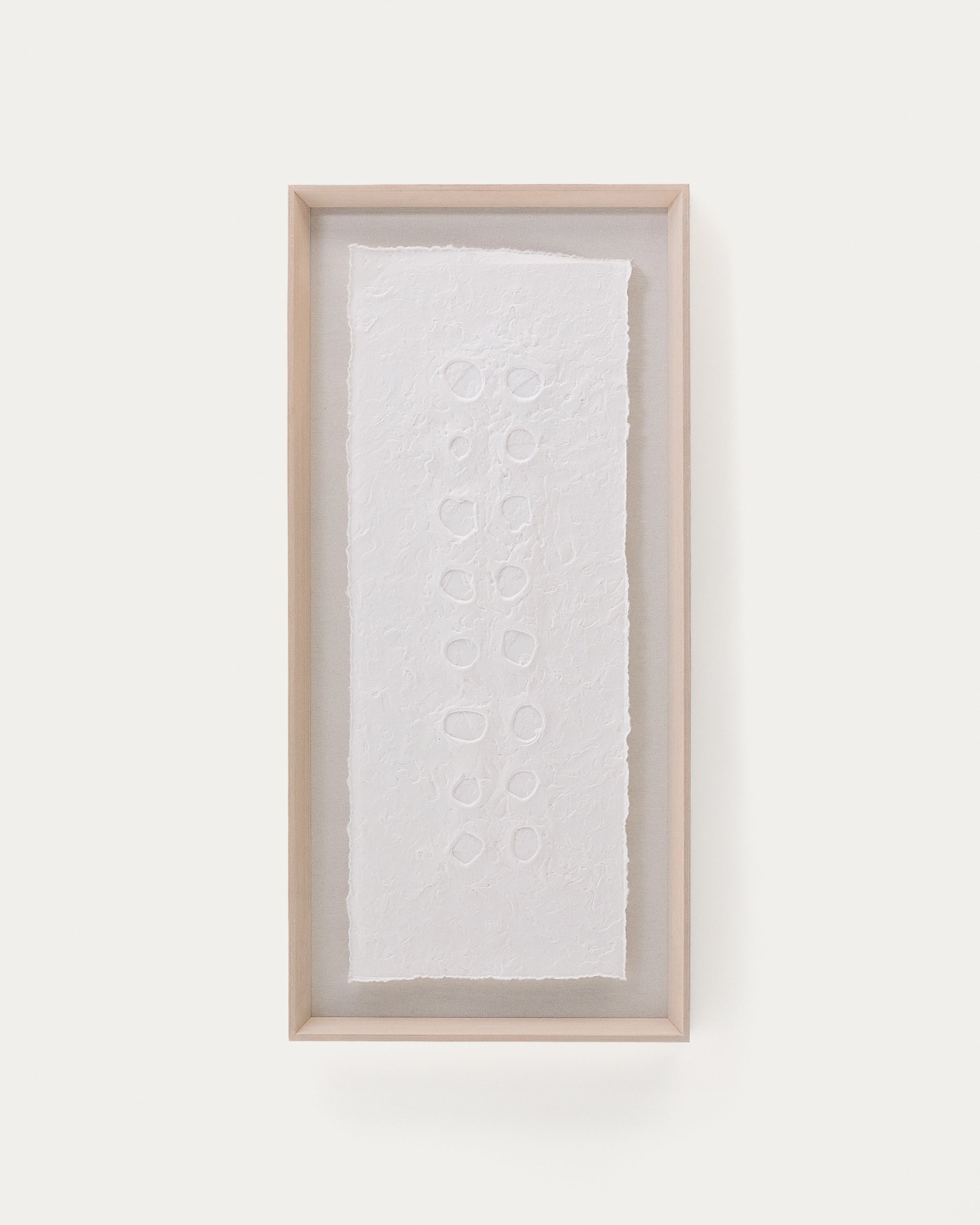 Olvin abstract picture on white recycled paper with hand-crafted reliefs 44 x 94 cm - Product View
