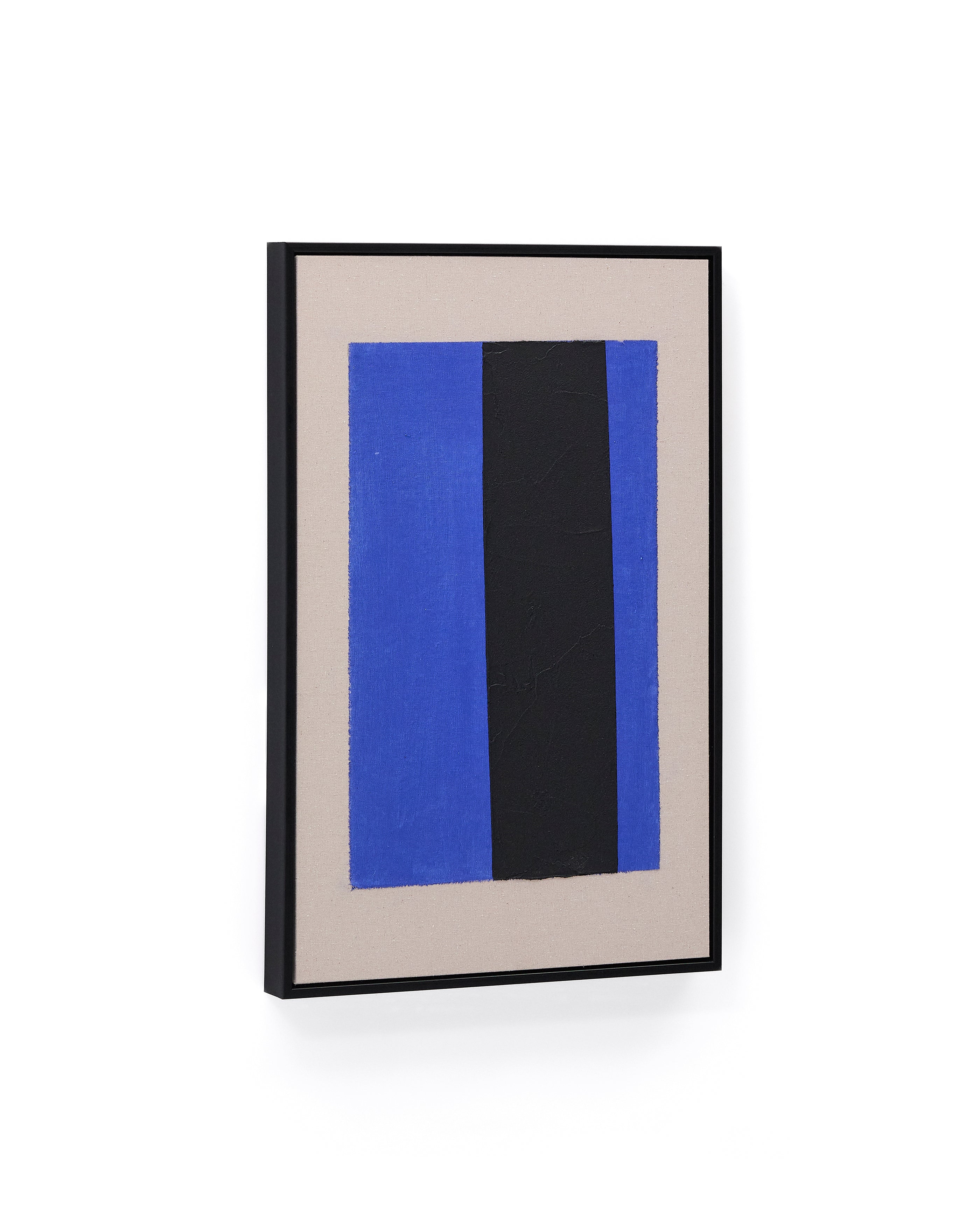 Zernu hand-painted blue and black vertical line abstract picture 42 x 65cm - Product Image