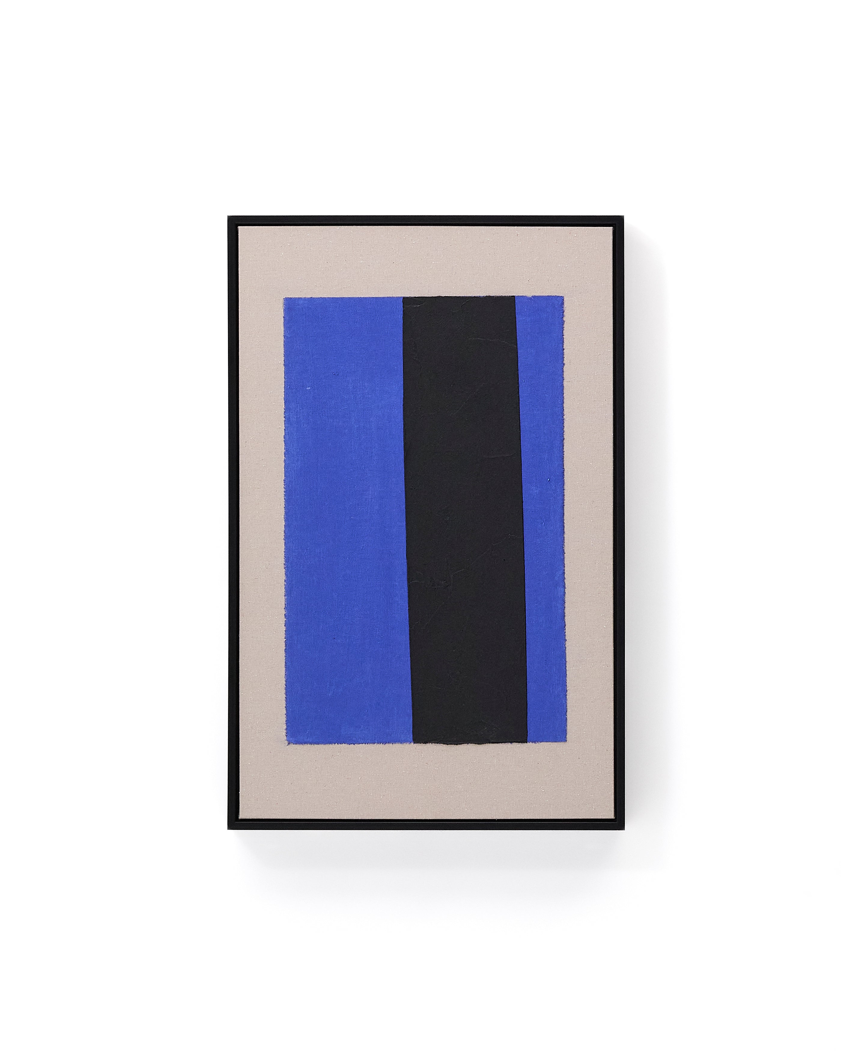 Zernu hand-painted blue and black vertical line abstract picture 42 x 65cm - Product Image