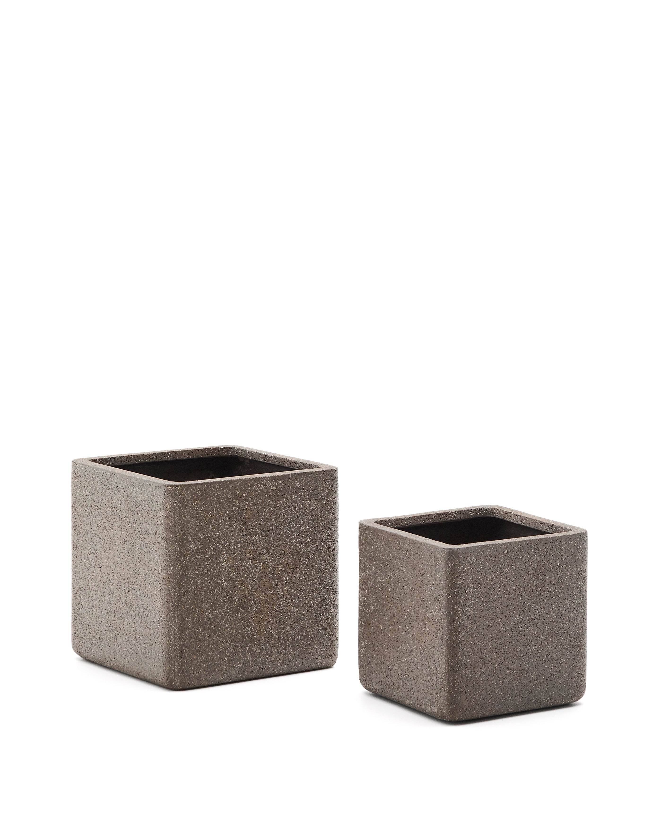 Set of 2 Minoa planters with brown stone effect 44 x 44 cm - Product Image