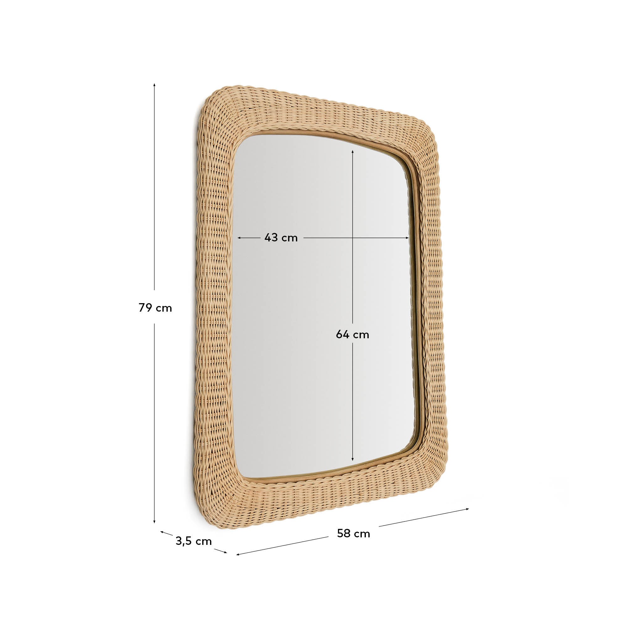 Zilna rattan mirror 58 x 79cm - Measurements