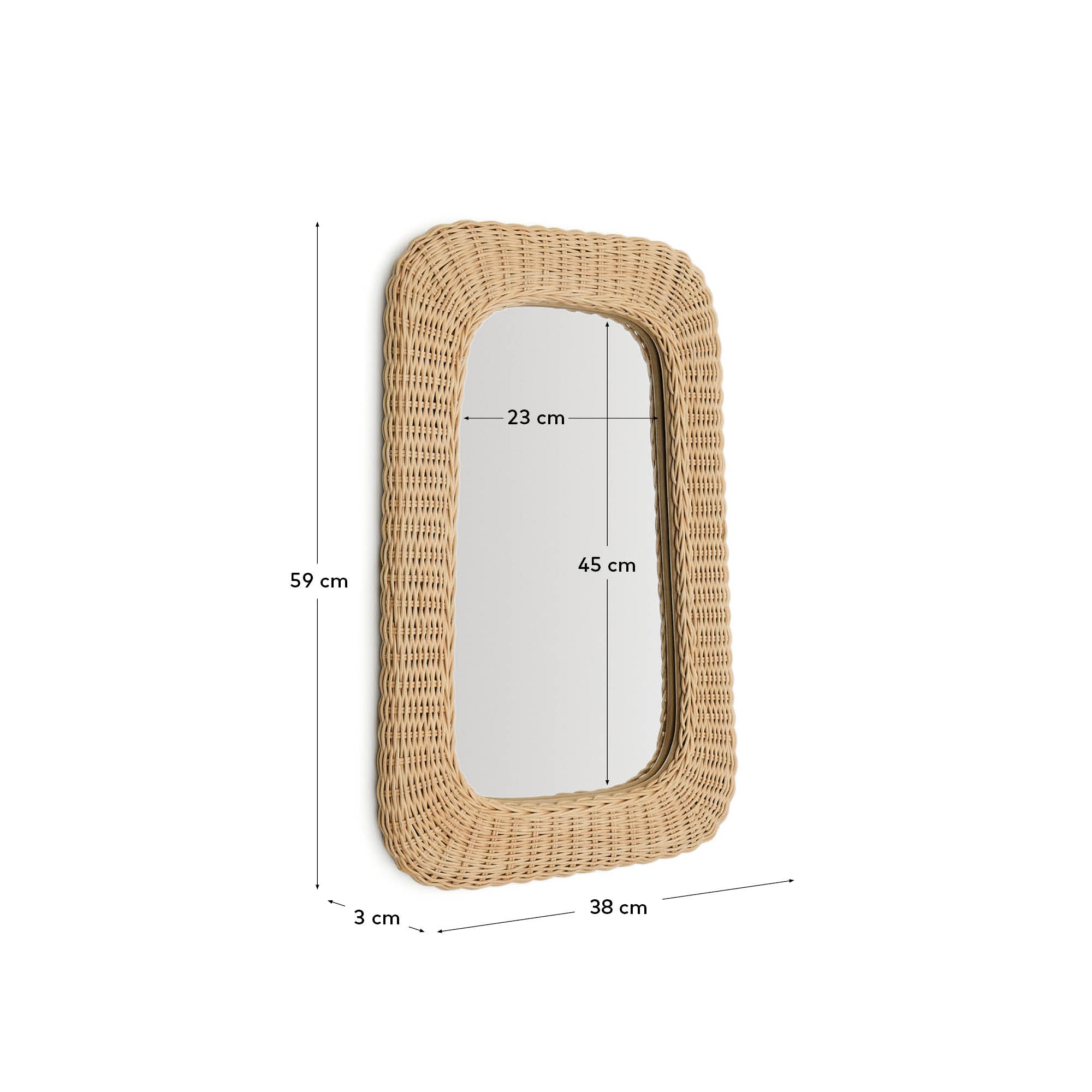 Zilna rattan mirror 38 x 59cm - Measurements