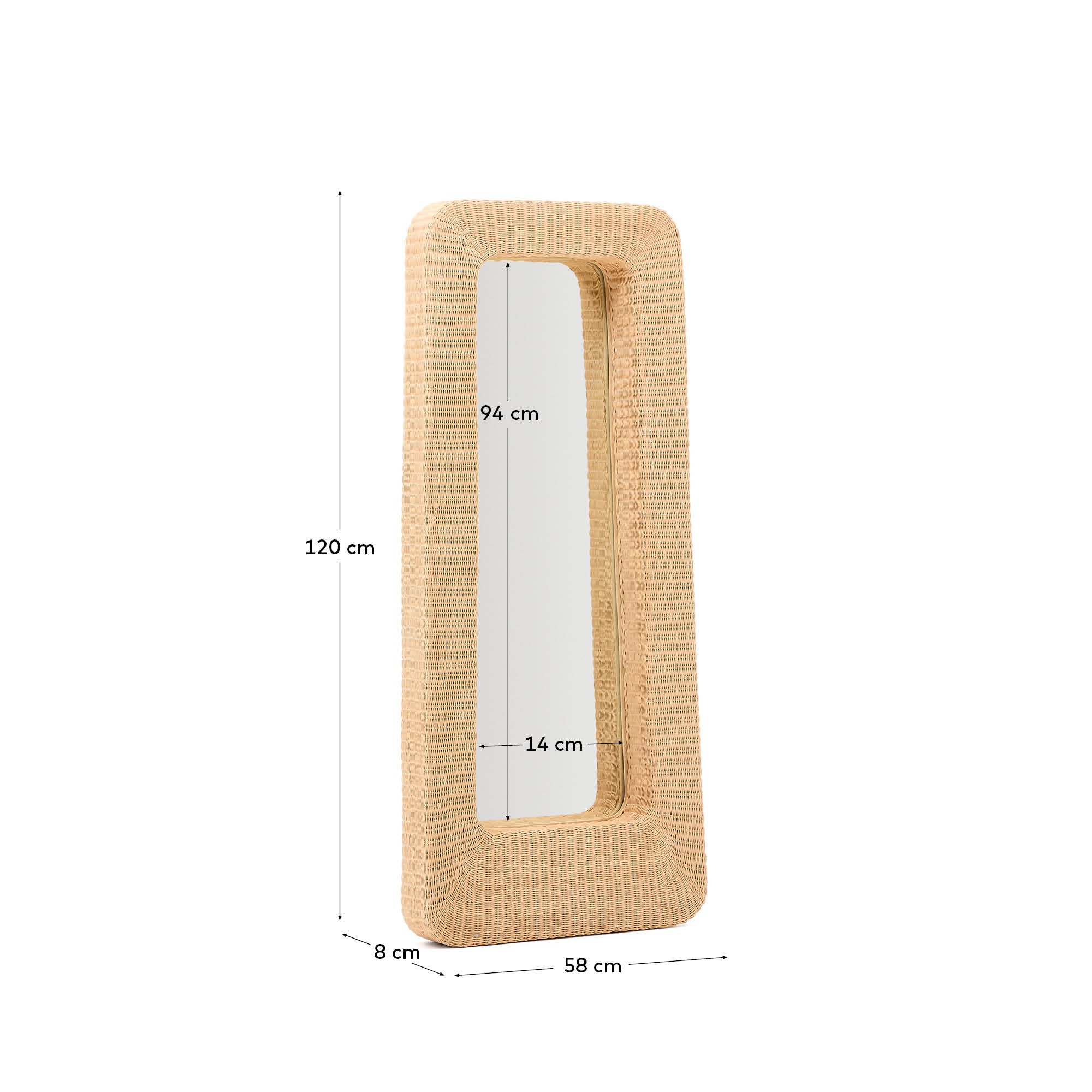 Zilna rattan mirror 58 x 120 cm - Measurements