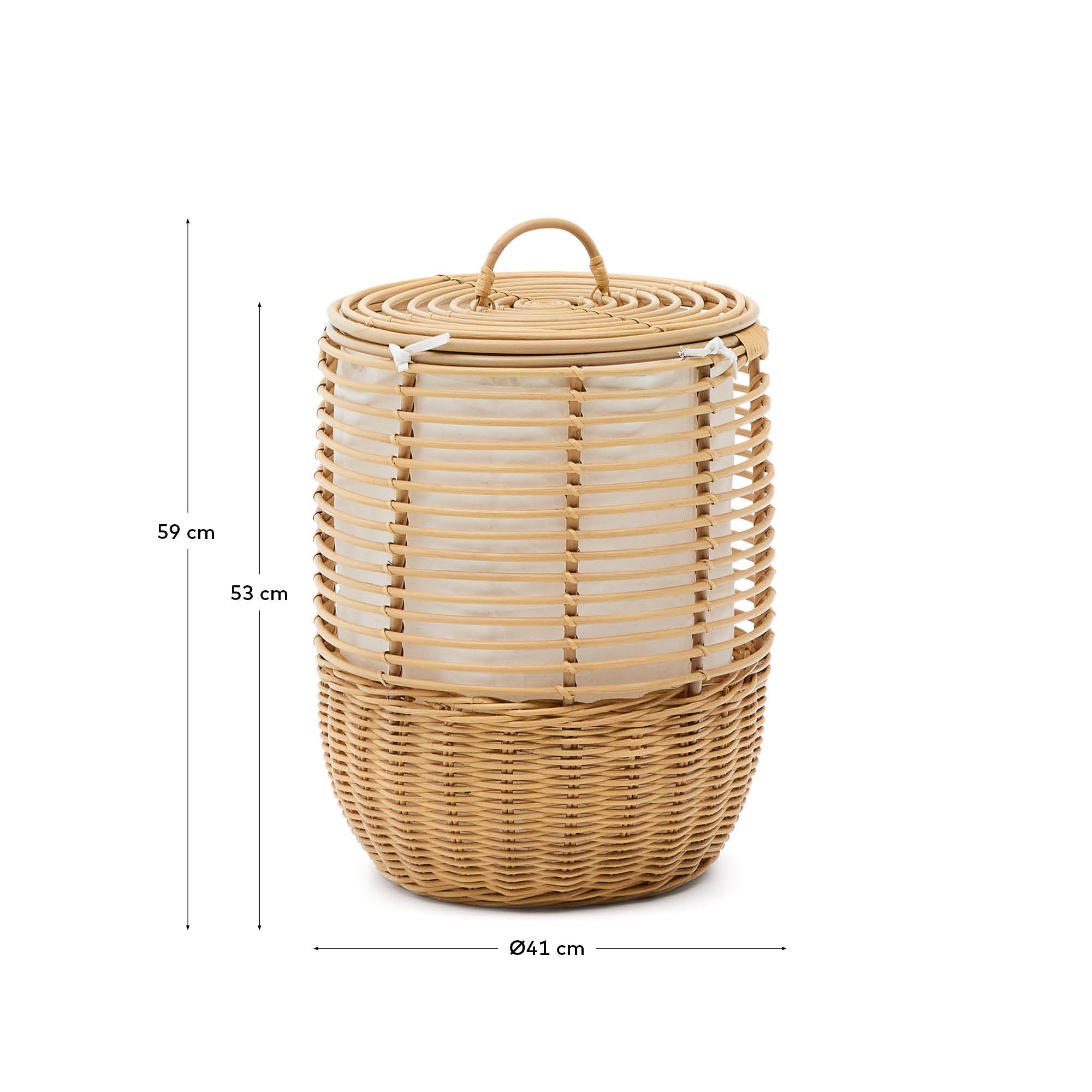 Liora rattan laundry basket 59cm - Measurements