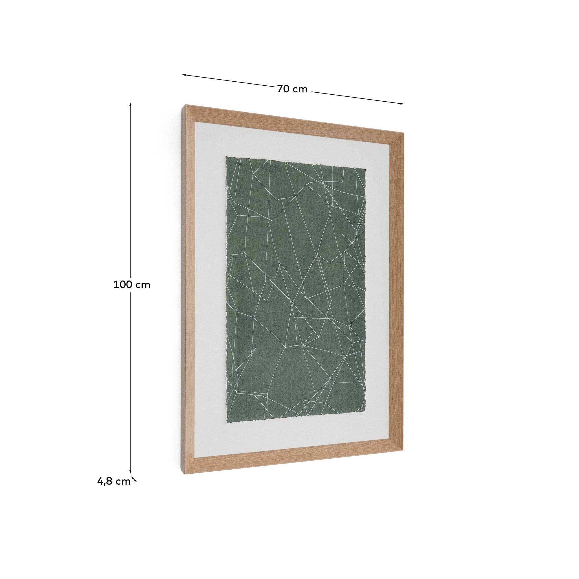Durkan abstract picture on green recycled paper 100 x 70cm - Measurements