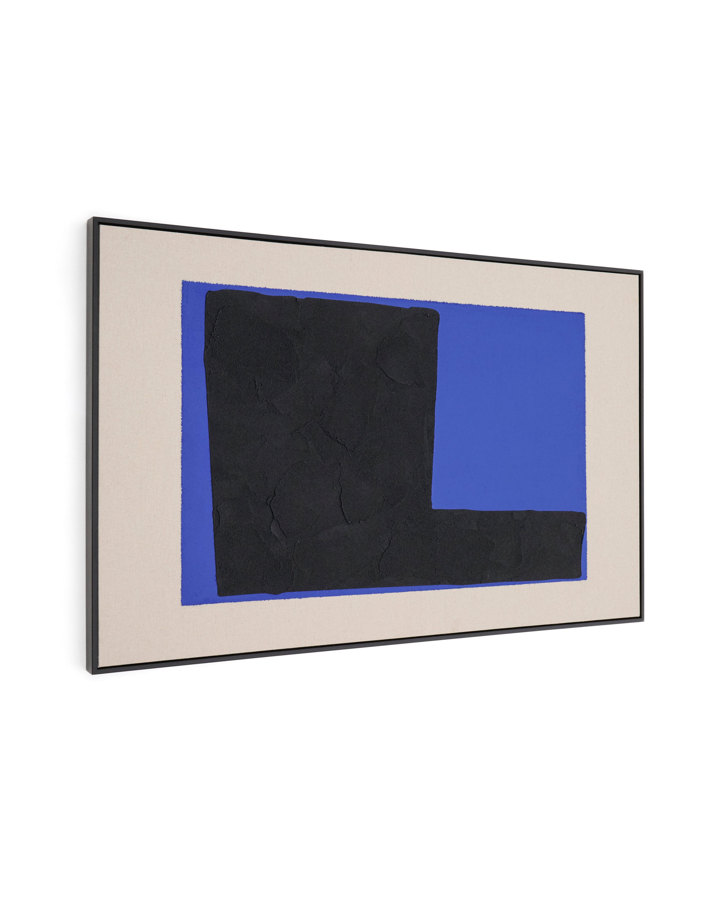 Zernu hand-painted blue and black linen abstract picture 120 x 77cm - Product Image