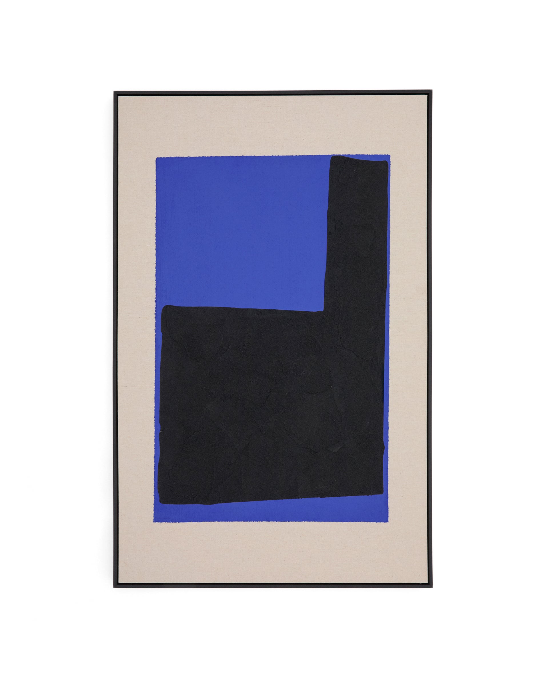 Zernu hand-painted blue and black linen abstract picture 120 x 77cm - Product View