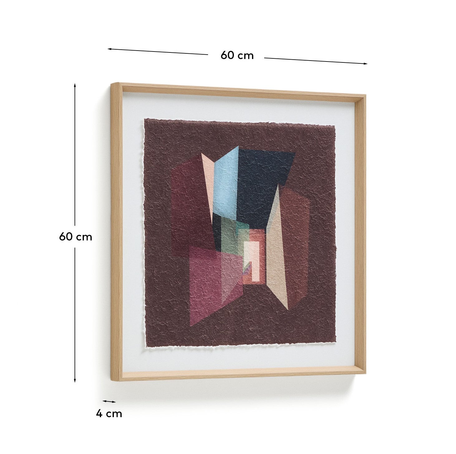 Veluni multicoloured recycled paper picture 60 x 60cm - Measurements