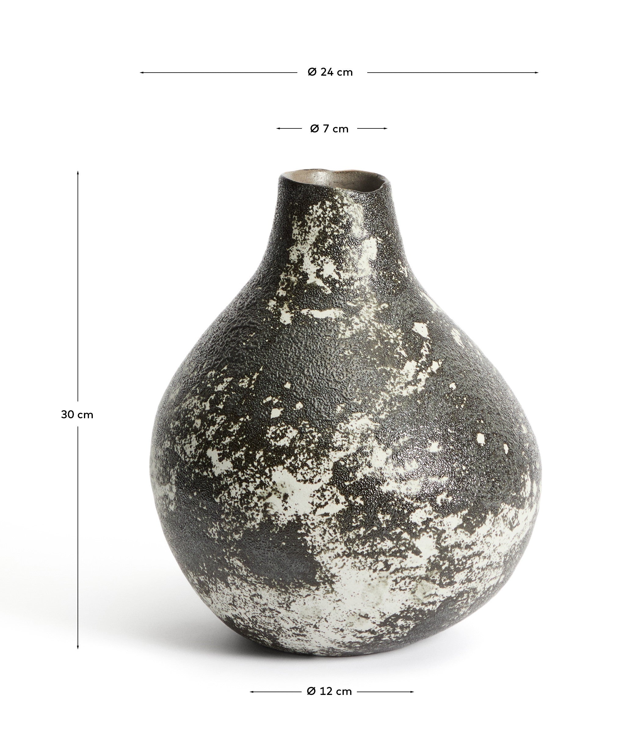 Orelin ceramic vase in black and white 30 cm - Measurements