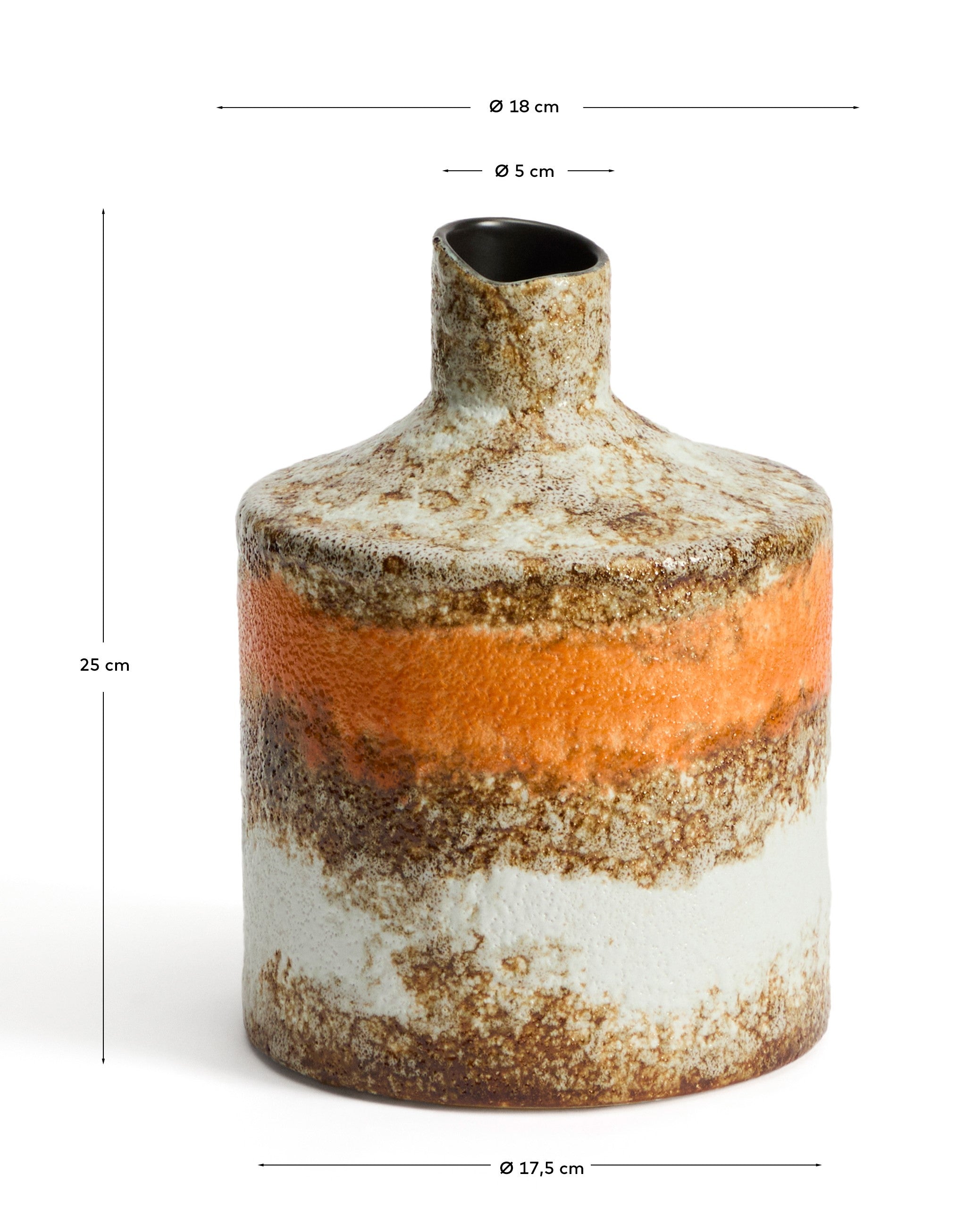 Estin multicolour ceramic vase 25 cm - Measurements