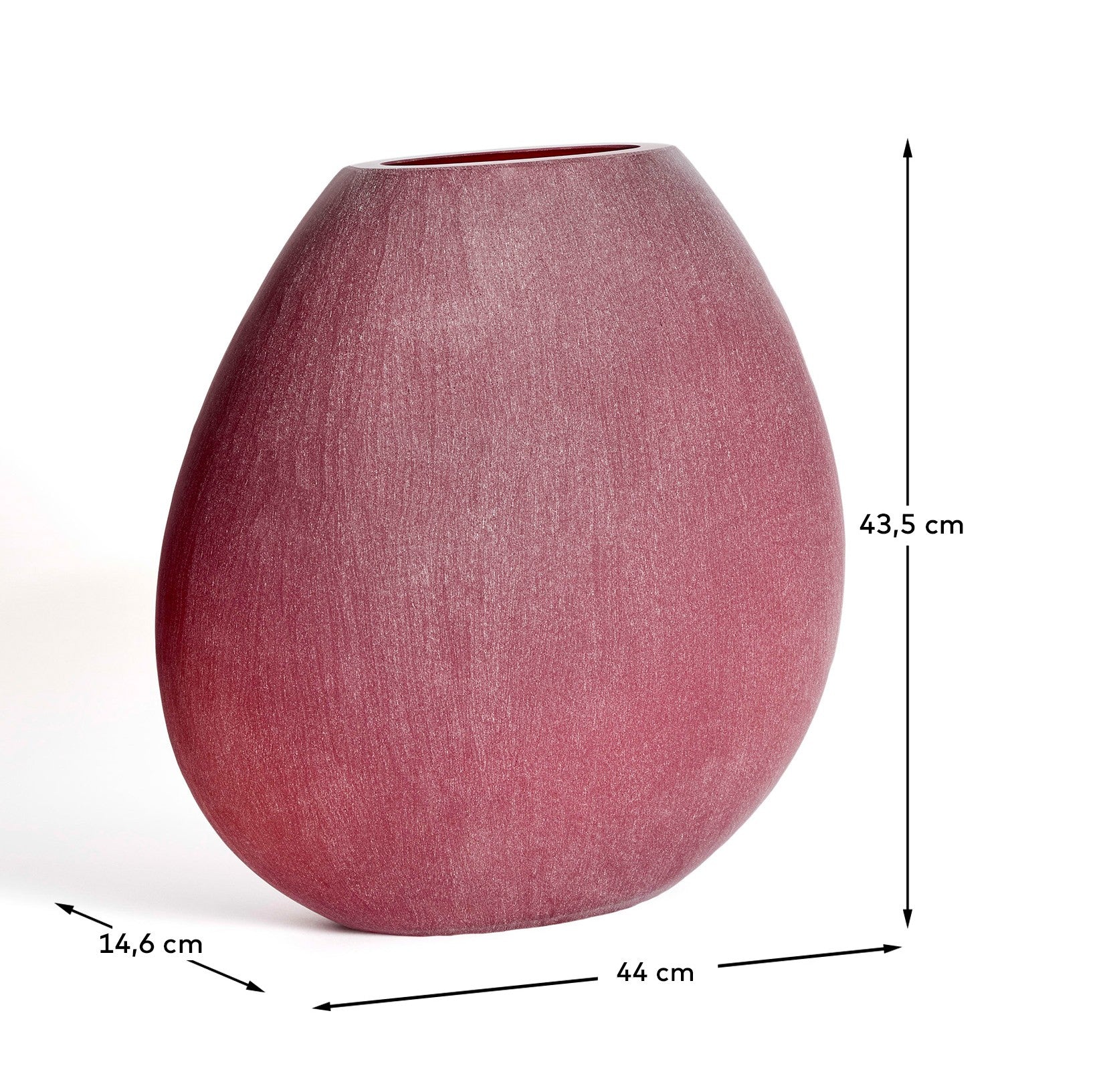 Rovena burgundy glass vase 43.5 cm - Measurements