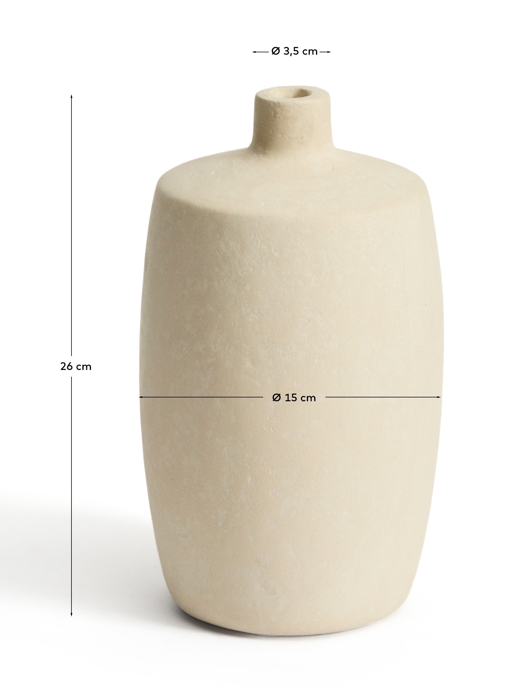 Mireni papier-mâché vase beige Ø 26 cm - Measurements