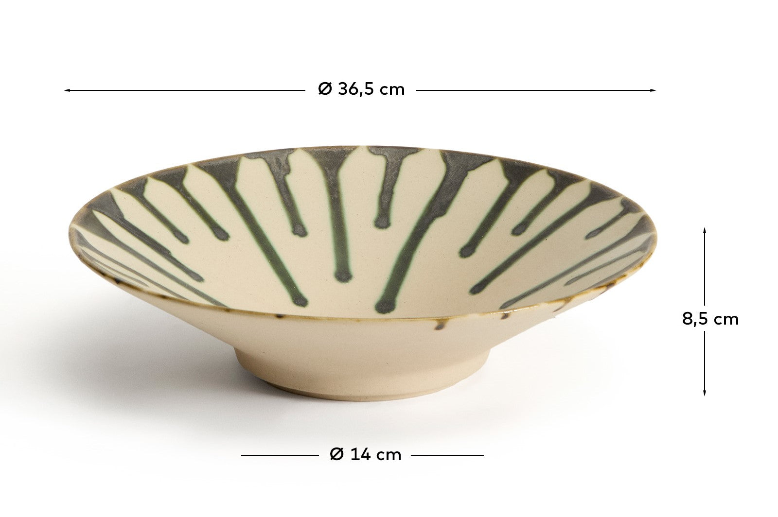 Olmera ceramic centrepiece in beige and green Ø 36.5 cm - Measurements