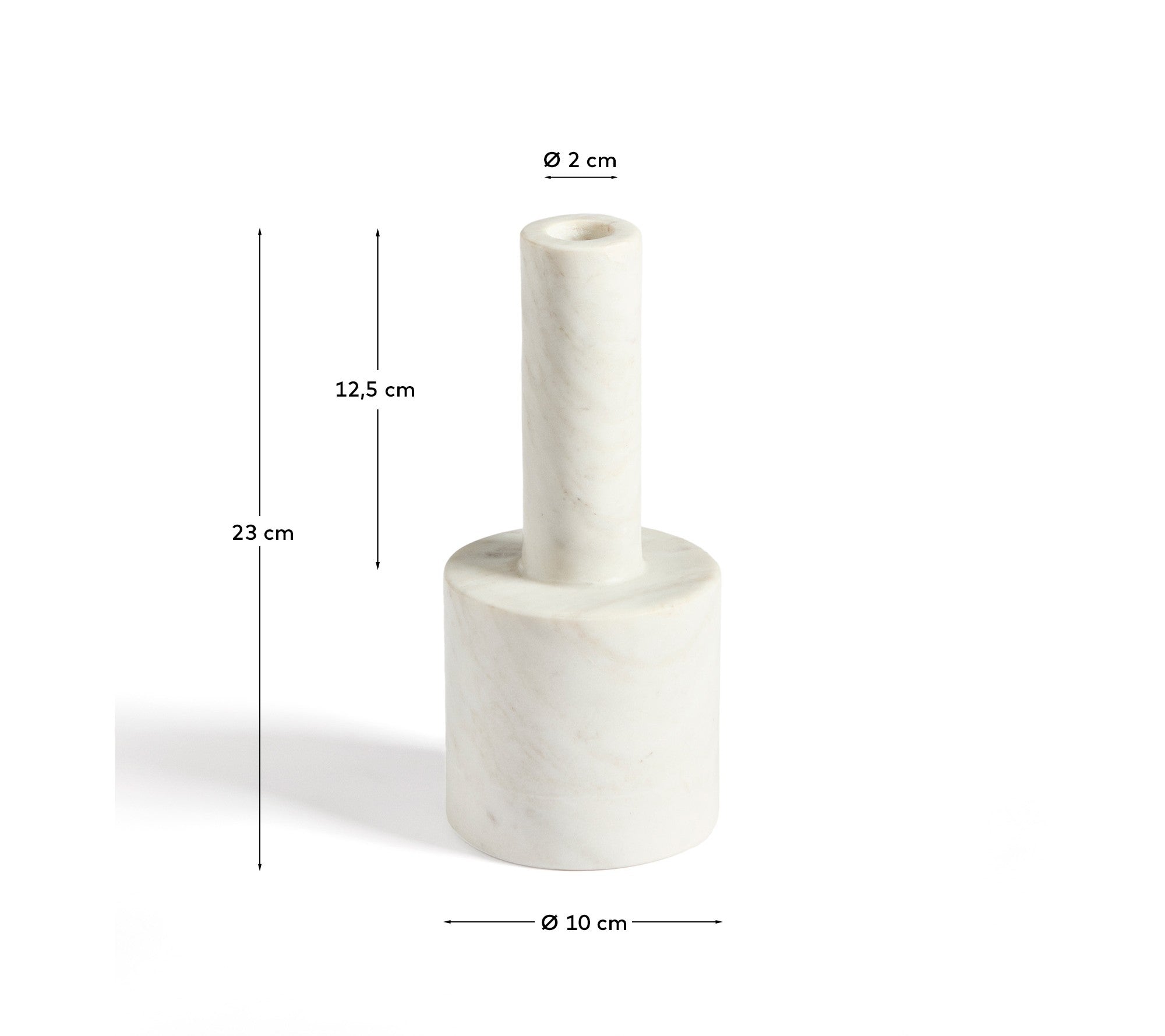 Zalvori white marble candle holder 23cm - Measurements