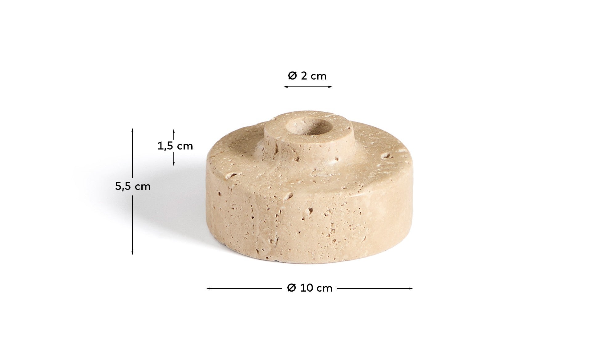Zalvori travertine candle holder 6cm - Measurements