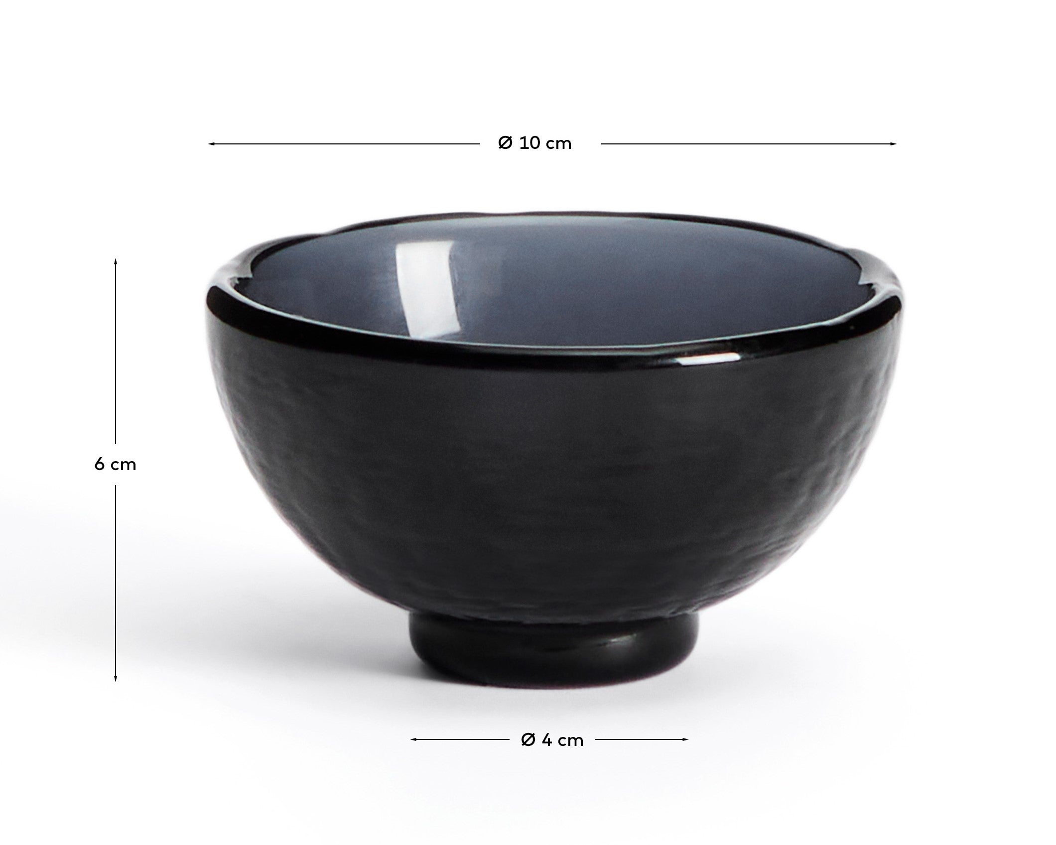 Sileia small bowl made of blue recycled glass - Measurements