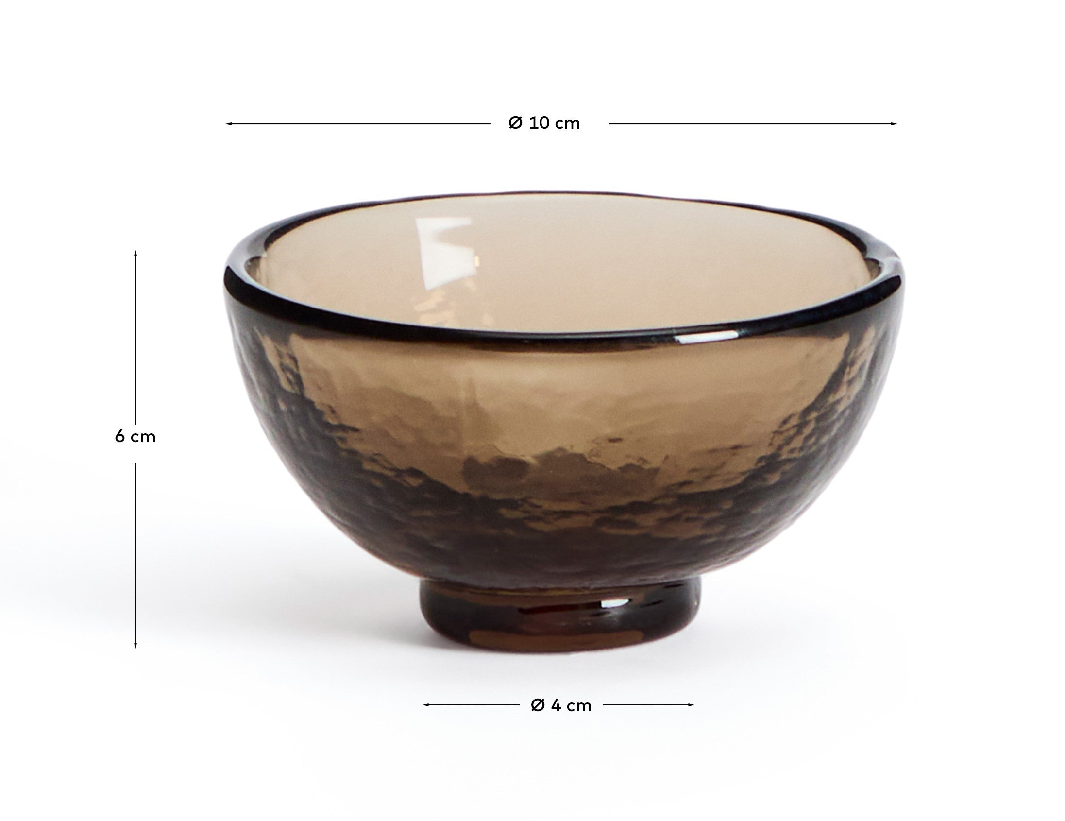 Sileia small bowl made of brown recycled glass - Measurements