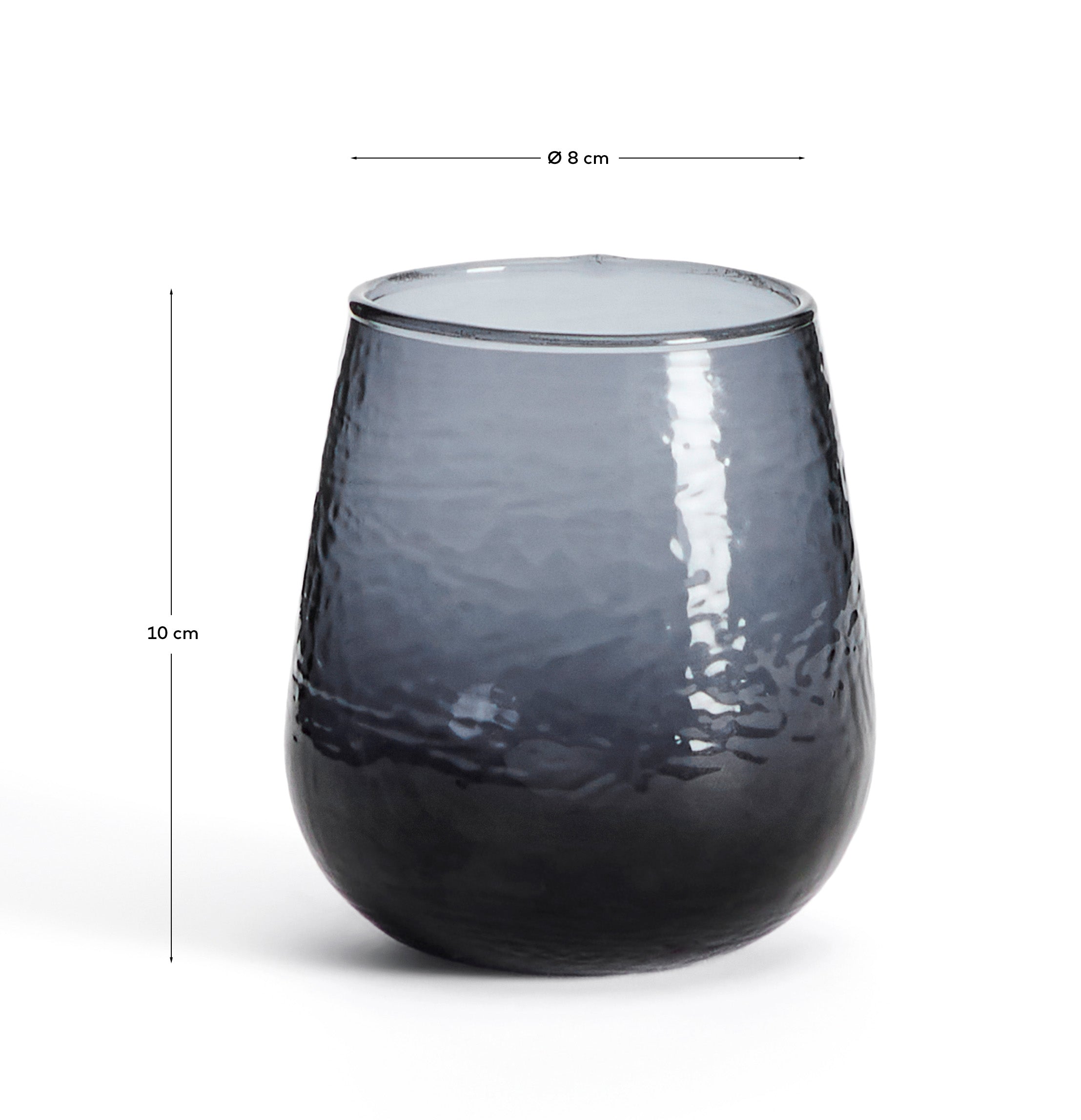 Sileia cup made of blue recycled glass - Measurements