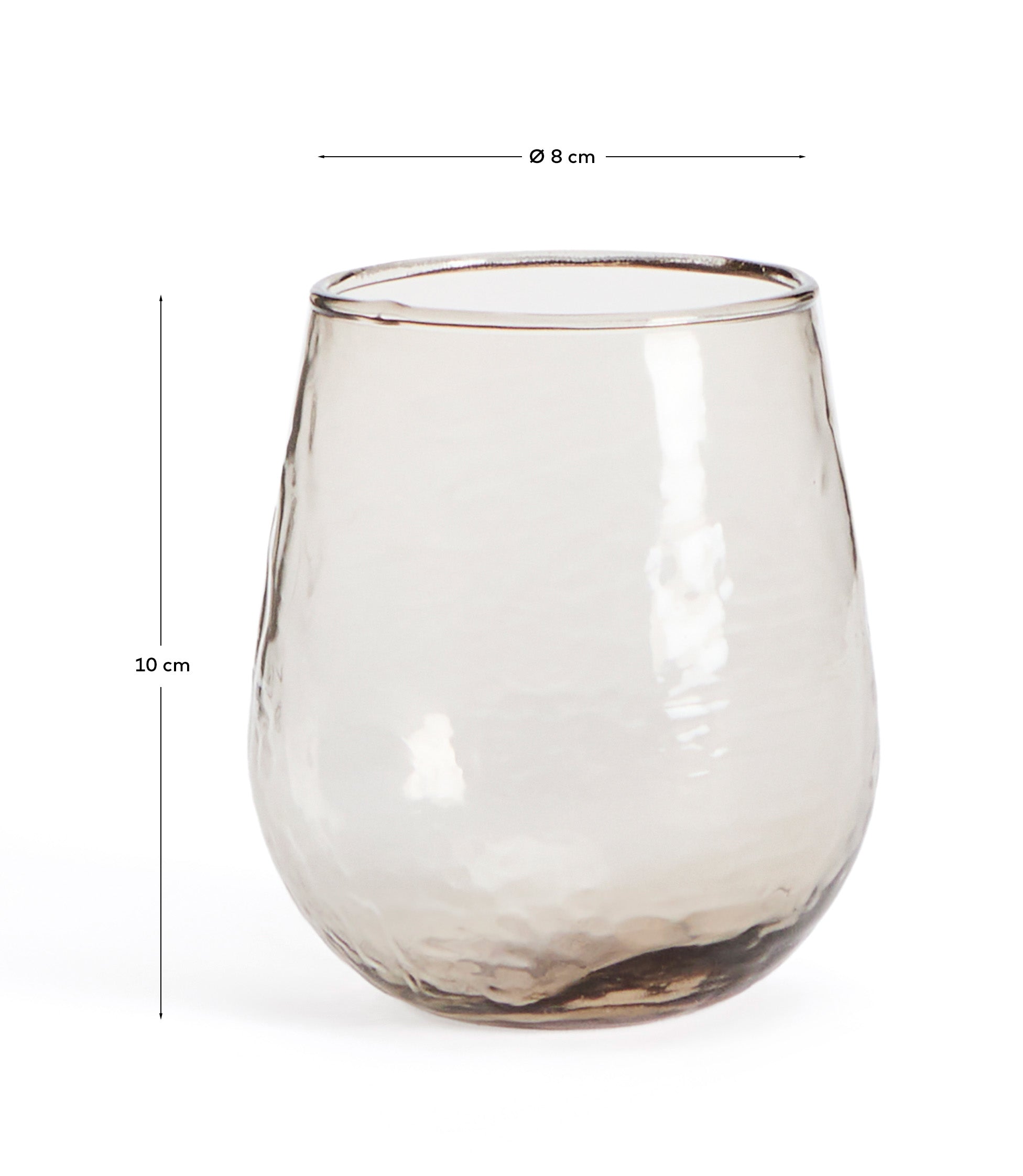 Sileia cup made of brown recycled glass - Measurements