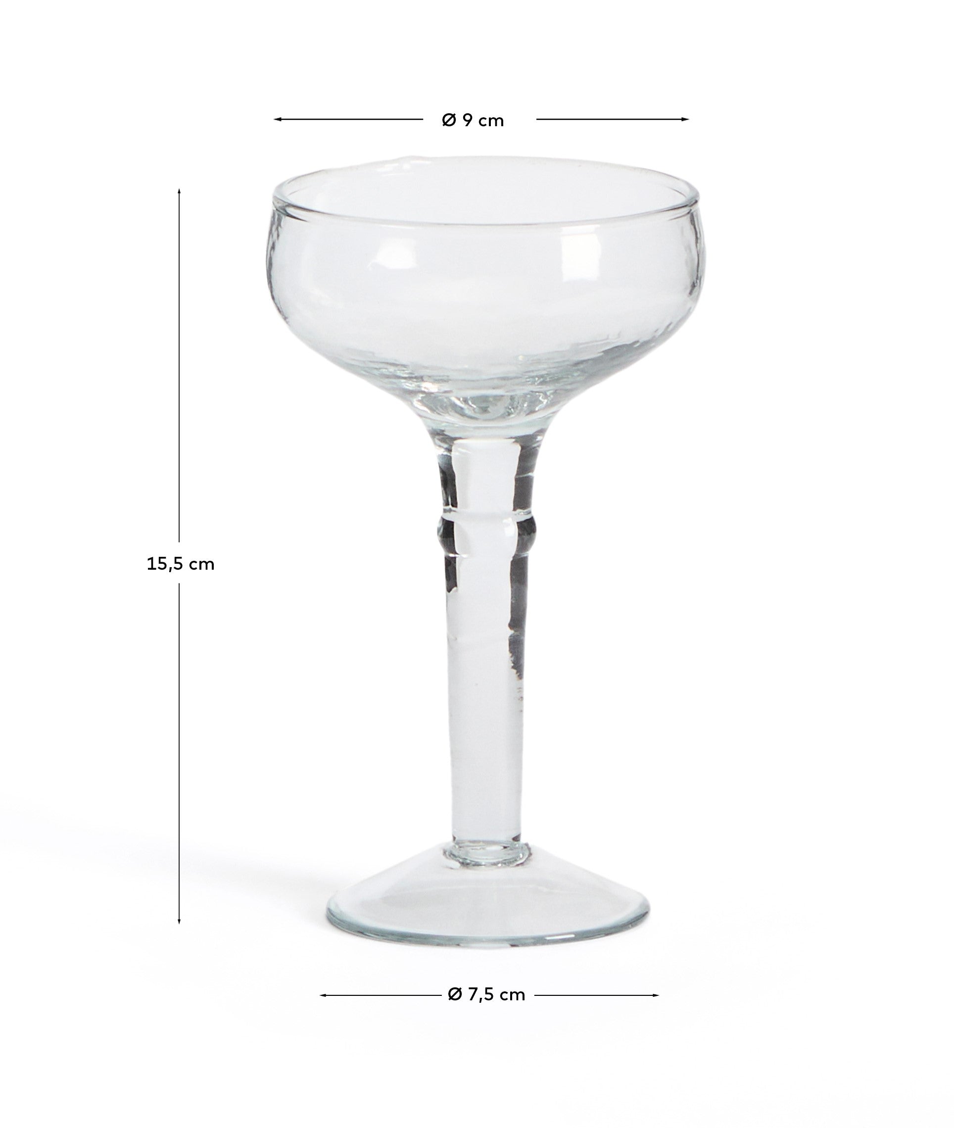 Vinea wine glass made of recycled glass - Measurements